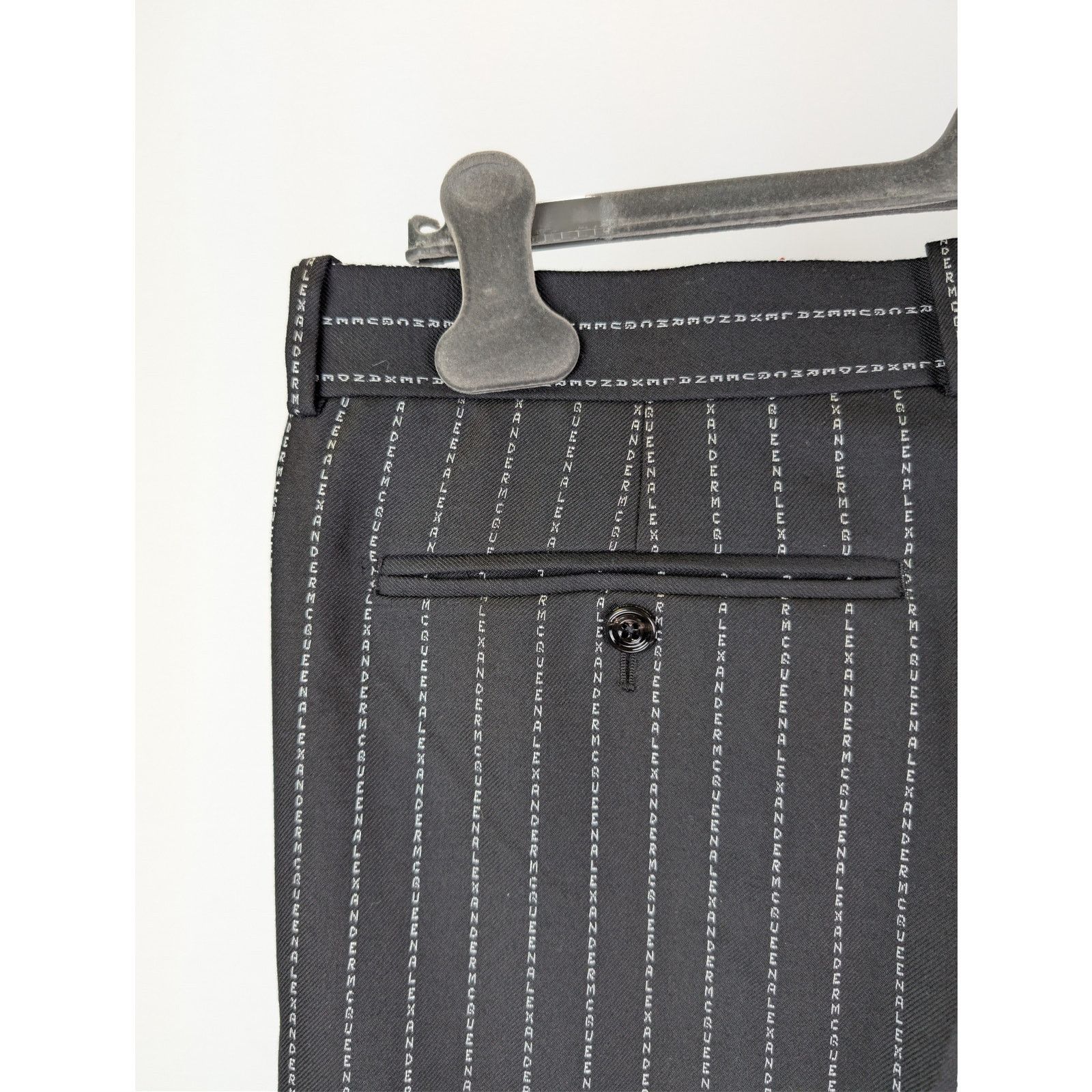 Alexander McQueen o1rshd1 McQueen Lettered Pinstripe Pants in Black/White Size US 40 / EU 56 - 15 Thumbnail