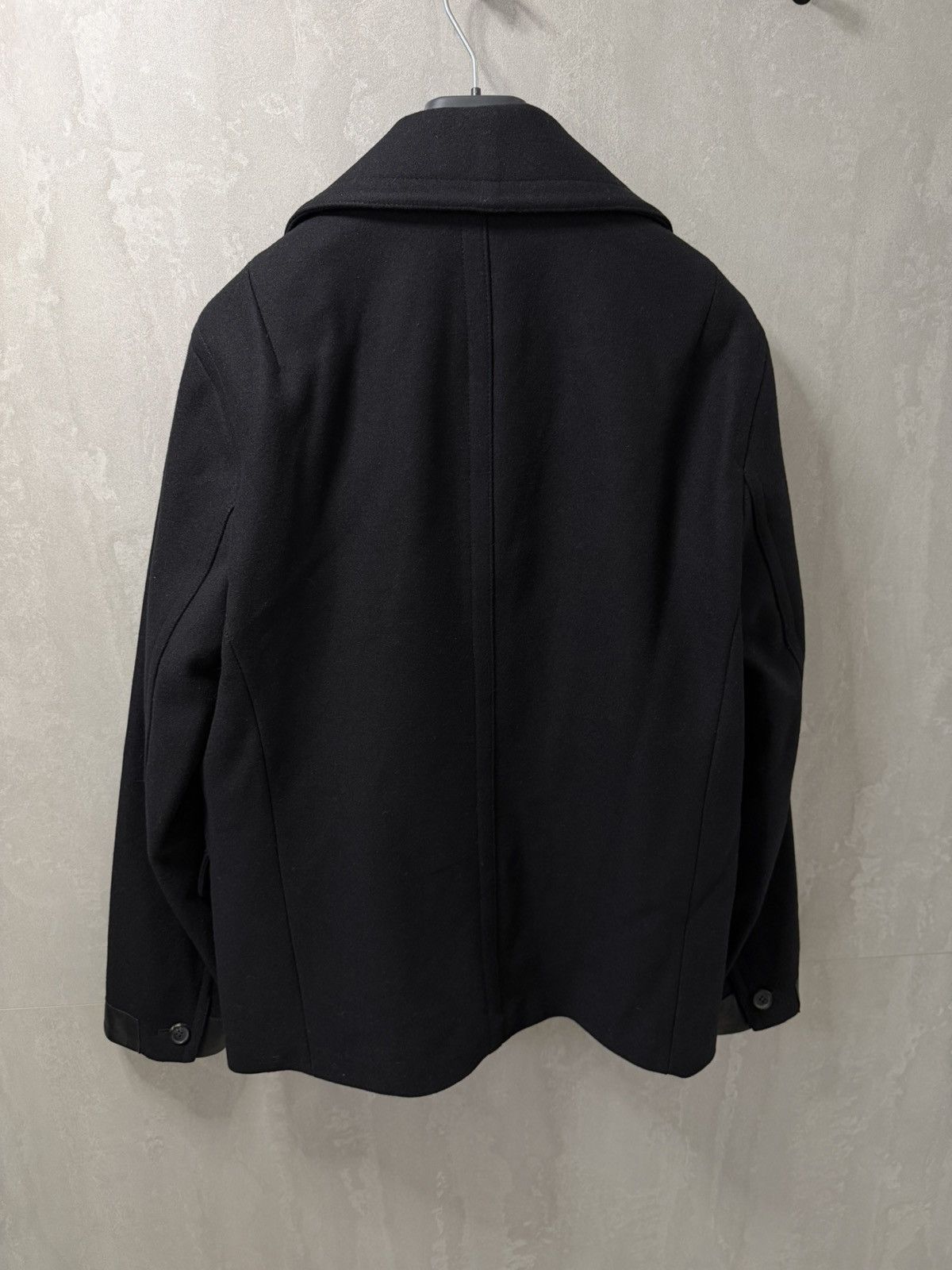 Allsaints AllSaints Felix Double Breasted Lamb Leather Trim Peacoat Size US L / EU 52-54 / 3 - 8 Thumbnail