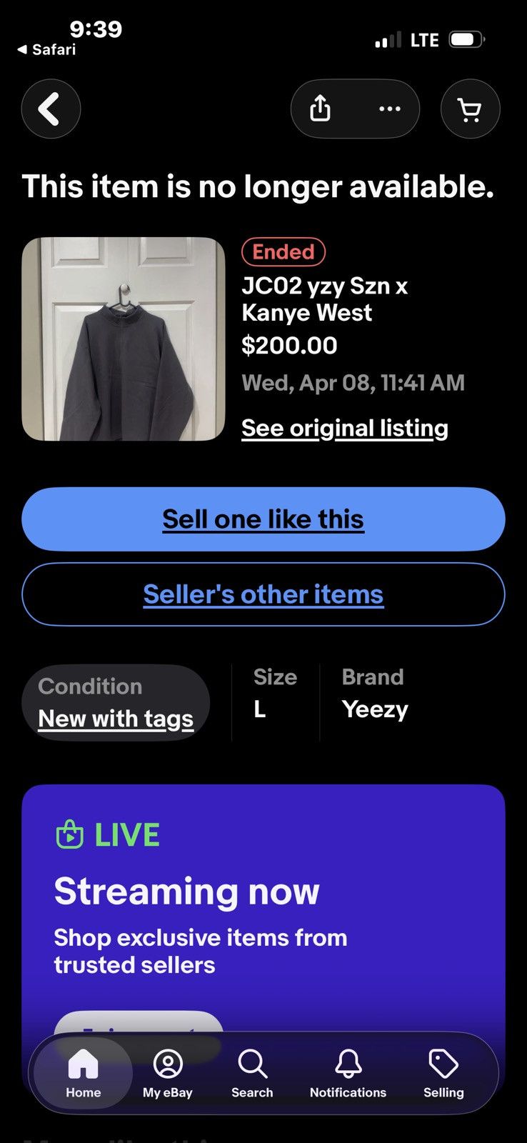 Yeezy YEEZYQUARTERZIP JC-02 Sz 2 Size US L / EU 52-54 / 3 - 12 Thumbnail