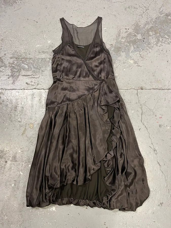Emporio Armani × Vintage FW2006 Emporio Armani Black Mesh Asymmetrical Dress Size S / US 4 / IT 40 - 1 Thumbnail