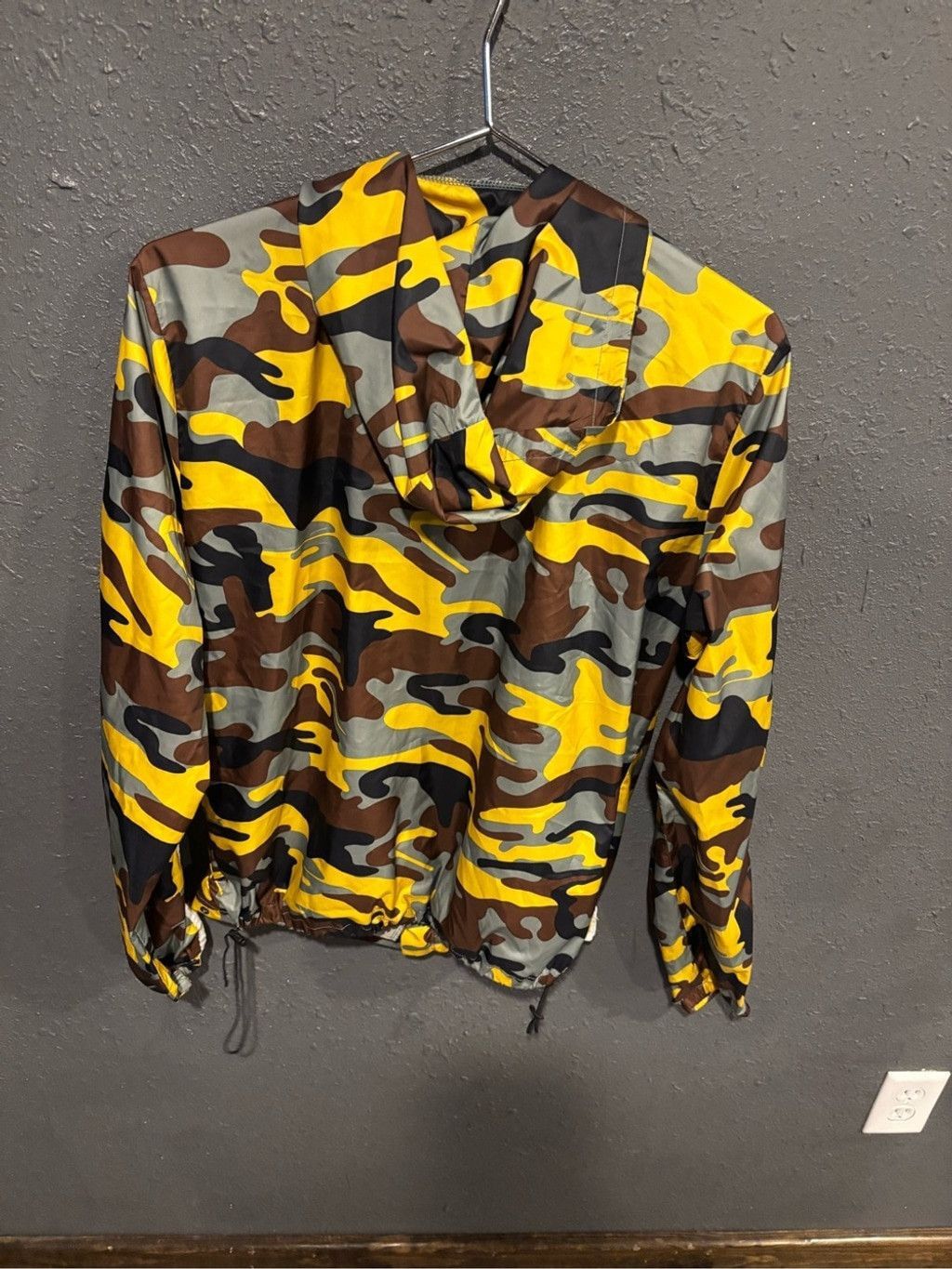 Blackjack Black Jack Yellow & Green Camo Zip-Up Windbreaker Jacket Size M / US 6-8 / IT 42-44 - 5 Thumbnail