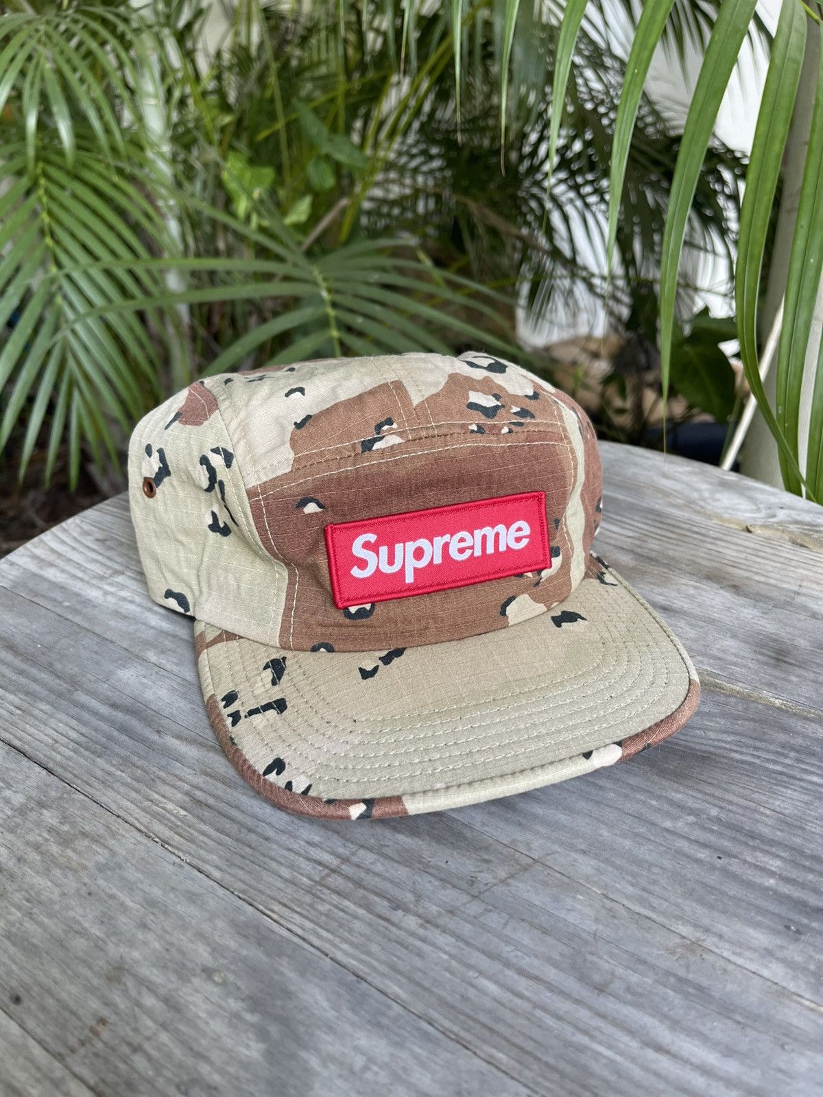 FW12 Supreme Tree Camo Camp Cap White Hat Red Box Logo