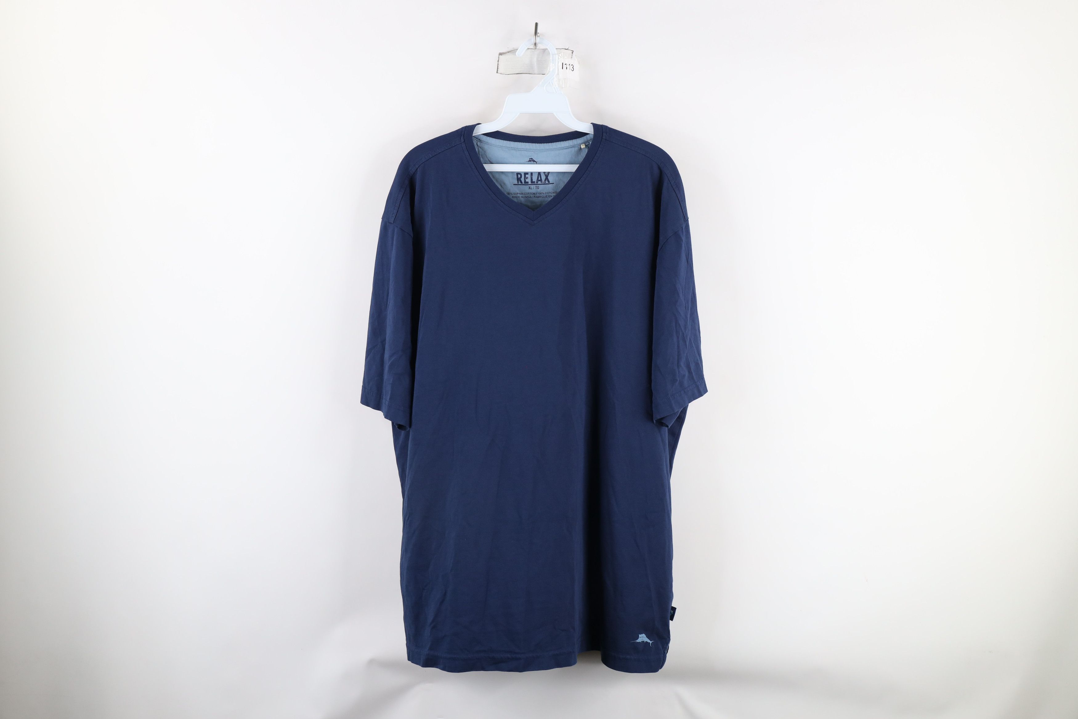 Tommy Bahama × Vintage Tommy Bahama Relax Supima Cotton V-Neck T-Shirt Navy Blue Size US XL / EU 56 / 4 - 1 Thumbnail