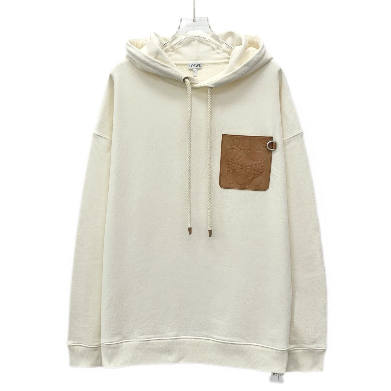 Loewe Loewe Beige Logo Leather Patch Hooded Sweatshirt K26WX Size US S / EU 44-46 / 1 - 1 Thumbnail