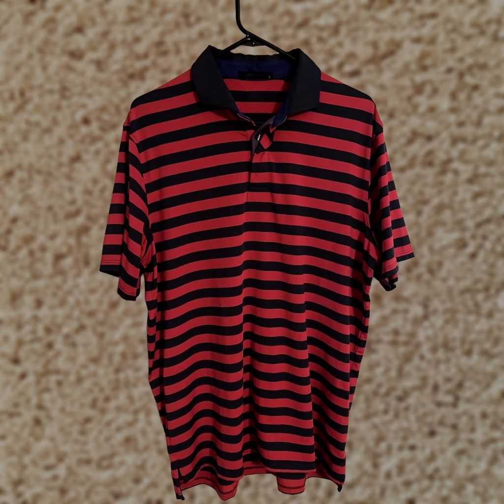 Vintage Greyson Golf Polo Shirt Large Athletic Performance Dark Pink Navy Striped Mens Size US L / EU 52-54 / 3 - 1 Thumbnail