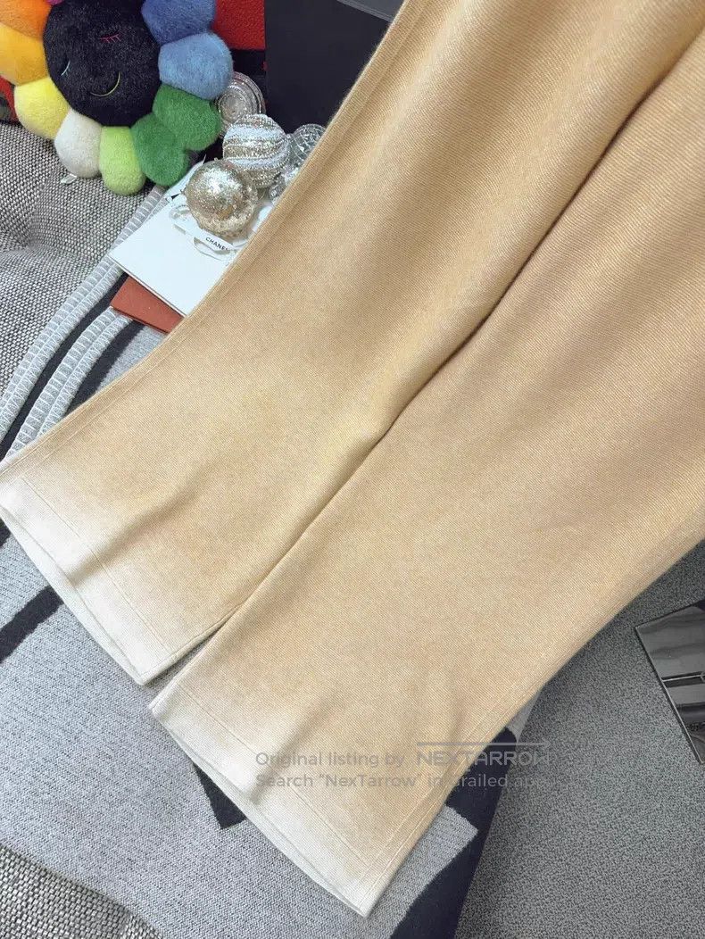 Loro Piana Loro Piana Yellow Gradient Cashmere Knit Wide Leg Trousers Size 28" / US 6 / IT 42 - 6 Thumbnail