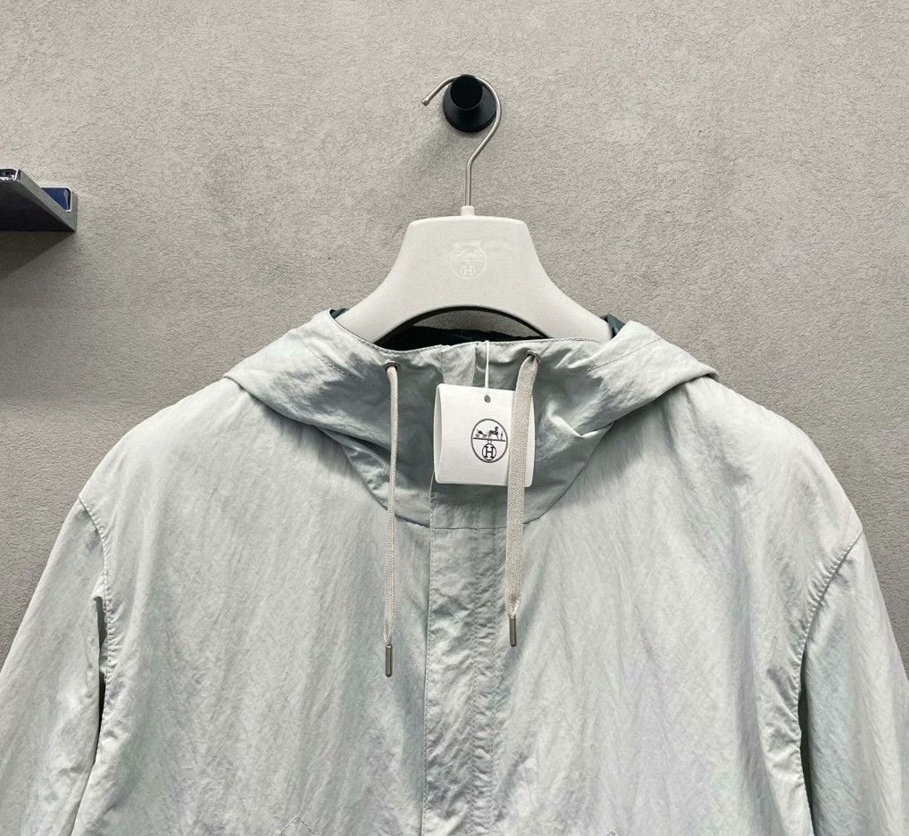 Hermes Hermes Teal Cotton Hooded Drawstring Long Sleeve Jacket Wi Size US M / EU 48-50 / 2 - 5 Thumbnail