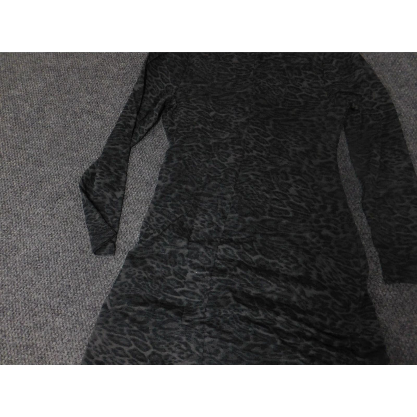 Vintage Cato Womens Dress Midi A-Line Mock Neck Long Sleeve Puff Sleeve Cotton Polyester Knit Crochet Gray M Size M / US 6-8 / IT 42-44 - 7 Thumbnail
