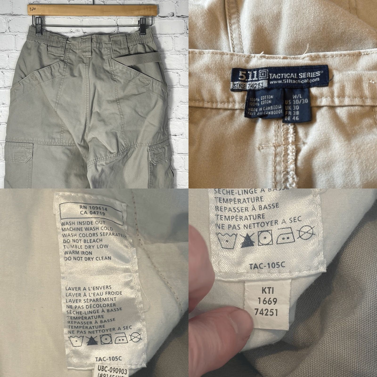 Vintage VINTAGE 5.11 Tactical Men's Cotton Canvas Pants Cargo Utility Style 74251 Tan 30/30 Cargo Pants Mens 30 Tan Size US 30 / EU 46 - 8 Thumbnail