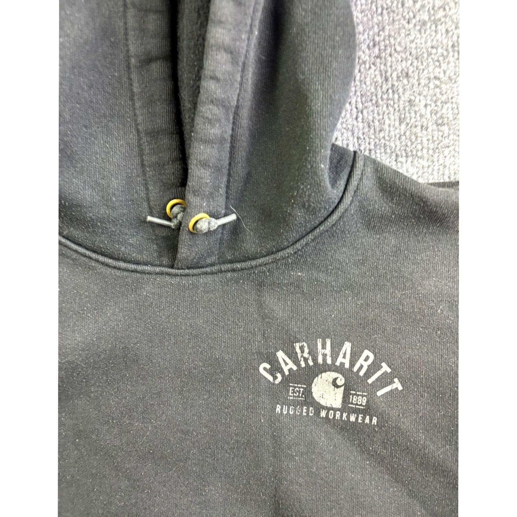 Carhartt VINTAGE Carhartt Hoodie Mens M Black Rugged Workwear Graphic Original Fit Size US M / EU 48-50 / 2 - 2 Thumbnail