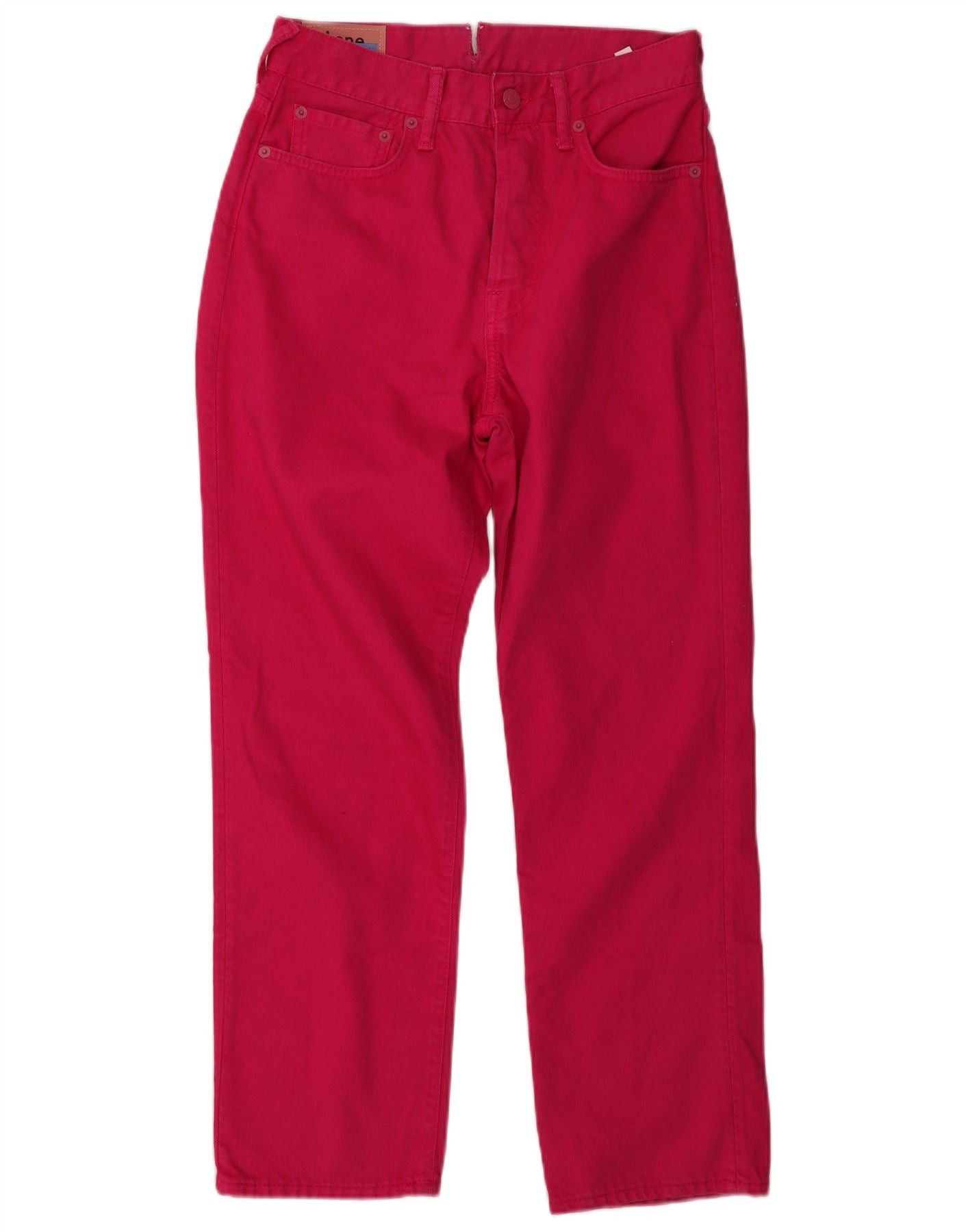 Acne Studios Womens High Waist Straight Jeans W27 L27 Pink Cotton Size 42" / US 20 - 1 Thumbnail
