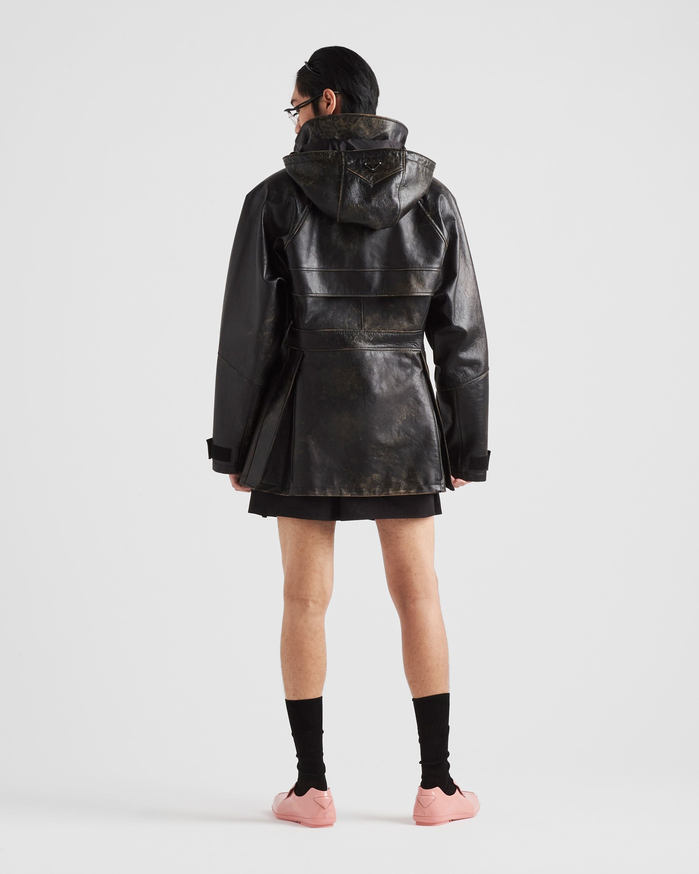 Prada o1bcso1str1025 Leather Caban Jacket in Black Size US L / EU 52-54 / 3 - 5 Thumbnail