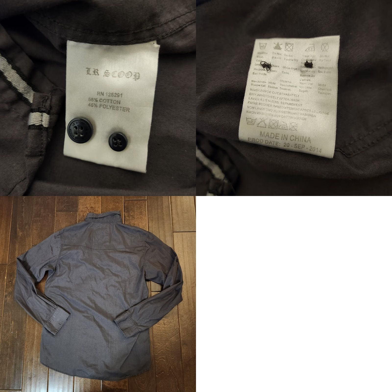 Vintage LR Scoop New York Men's Gray Blue Pocket Long Sleeve Button Up Dress Shirt L Size Gray Cotton Polyester Shirt Men موقع? Size 42R - 10 Thumbnail
