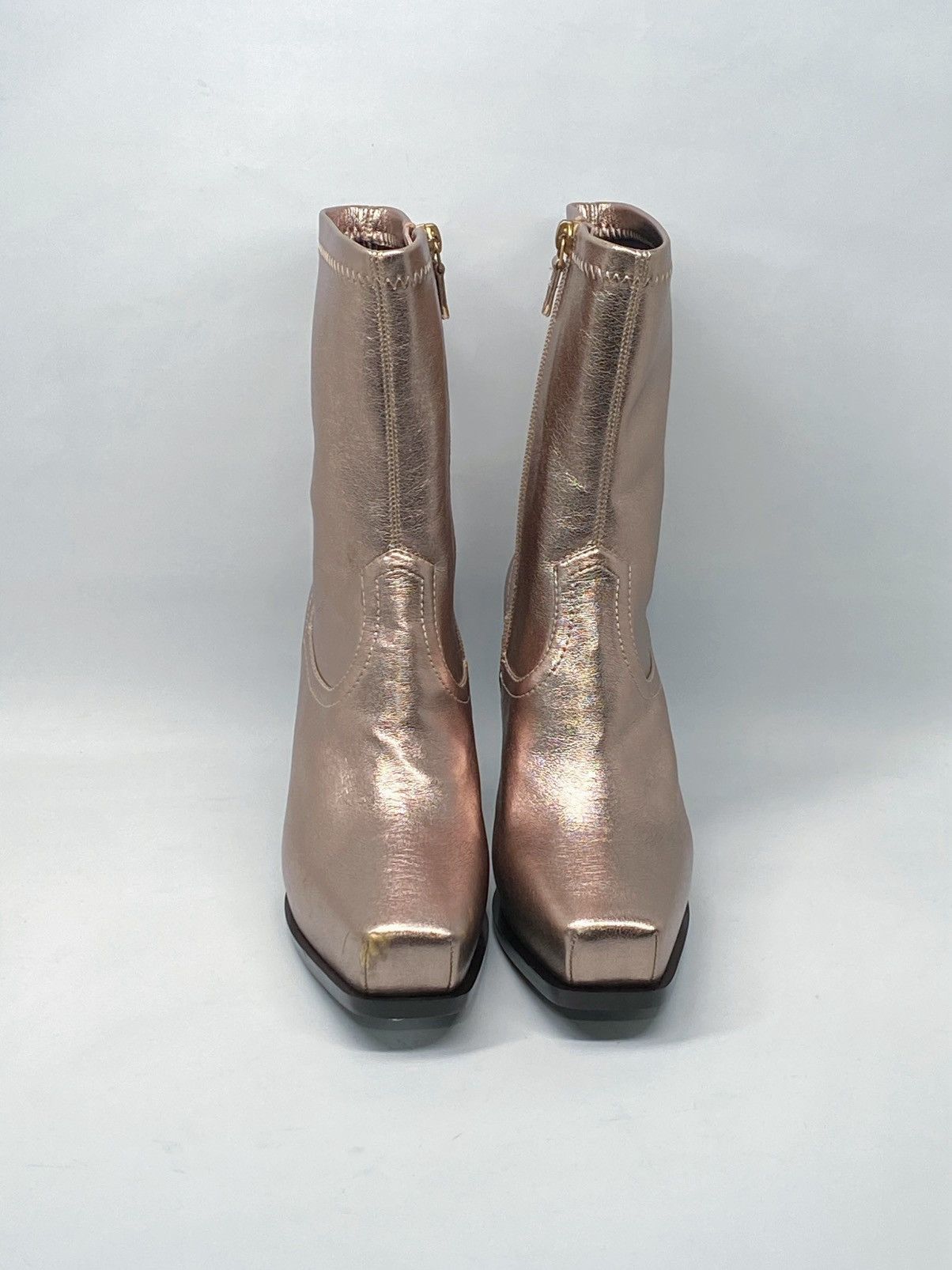 Stella McCartney Stella McCartney Gold Faux Leather Zip Boots size 36.5 Size US 6.5 / IT 36.5 - 3 Thumbnail