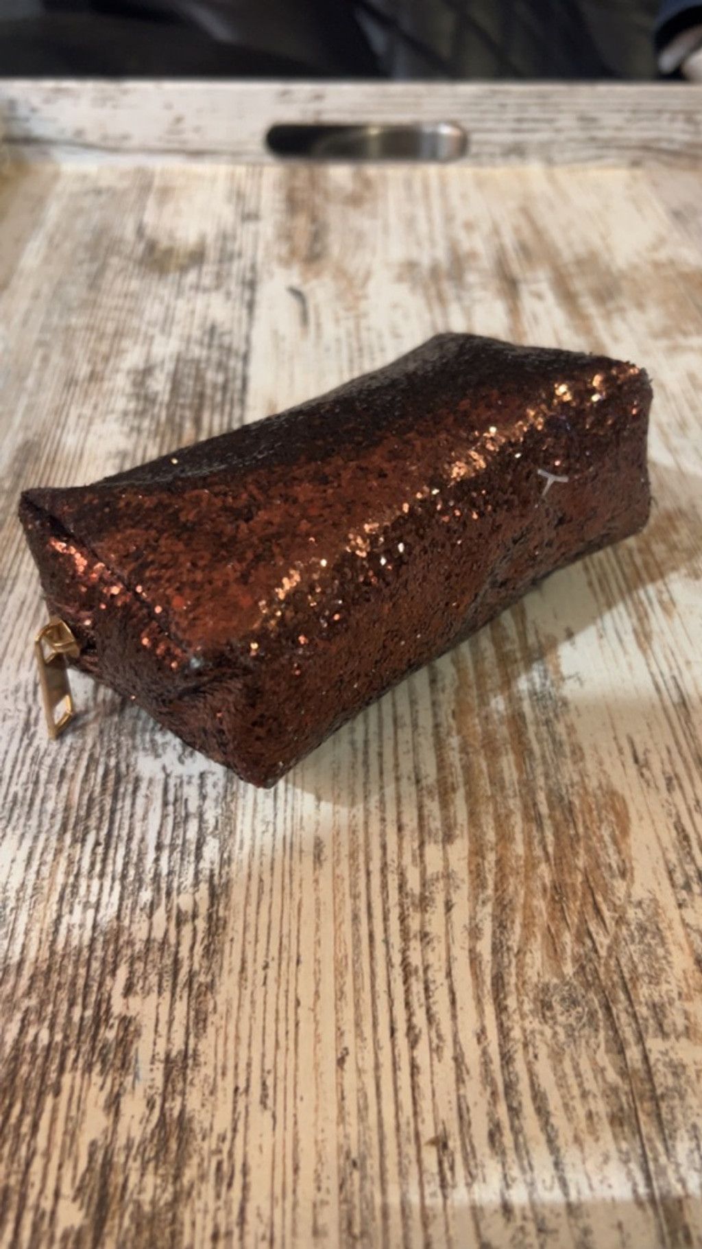 The Unbranded Brand Women's Unbranded Cosmetic Bag One Size Brown Glitter Size ONE SIZE - 3 Thumbnail