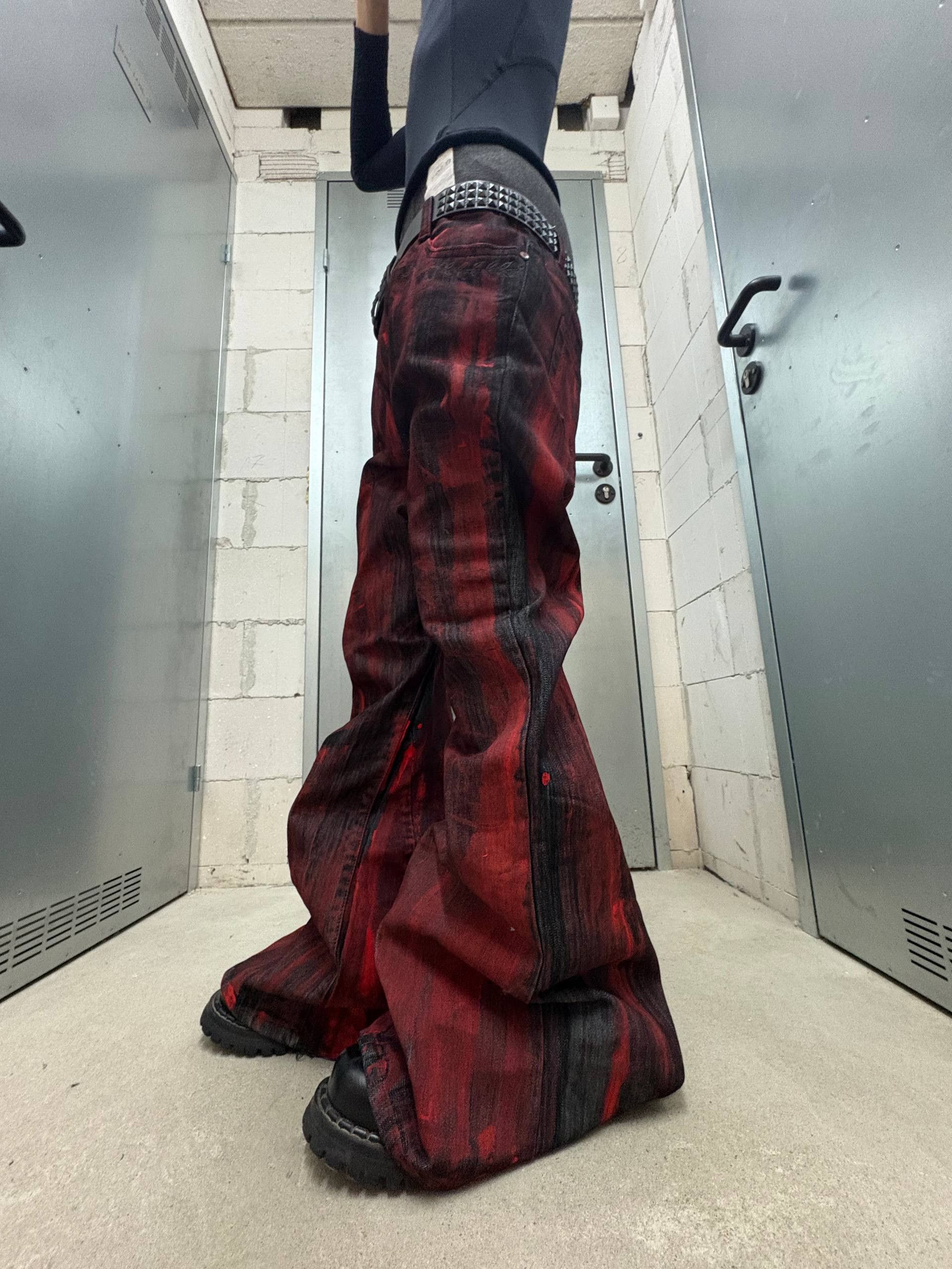 Japanese Brand Custom Black Baggy Distressed Jeans Painted Wide Leg Size US 31 - 2 Thumbnail