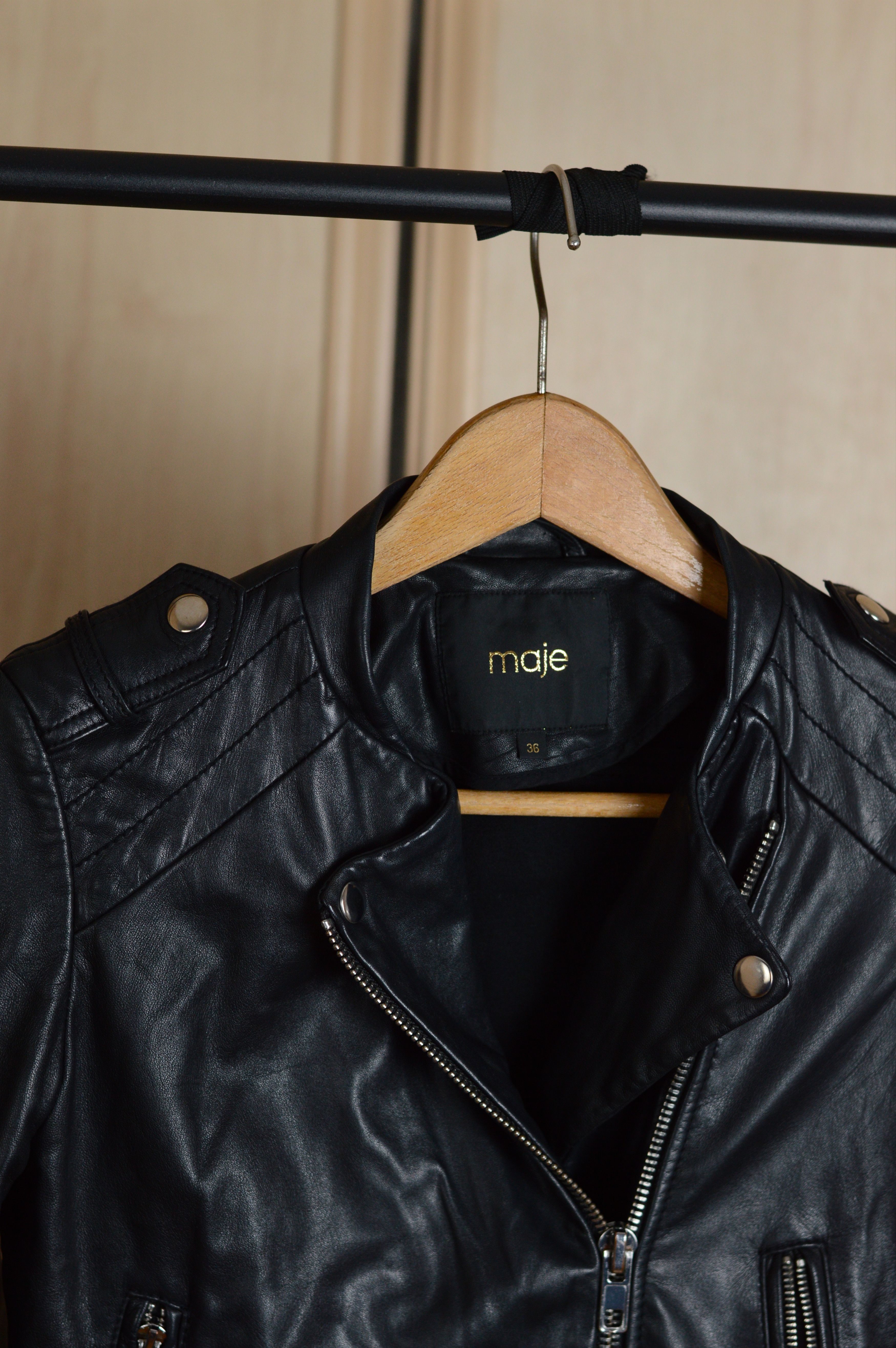 Maje Maje Lamb Skin Biker Jacket Size XS / US 0-2 / IT 36-38 - 3 Thumbnail