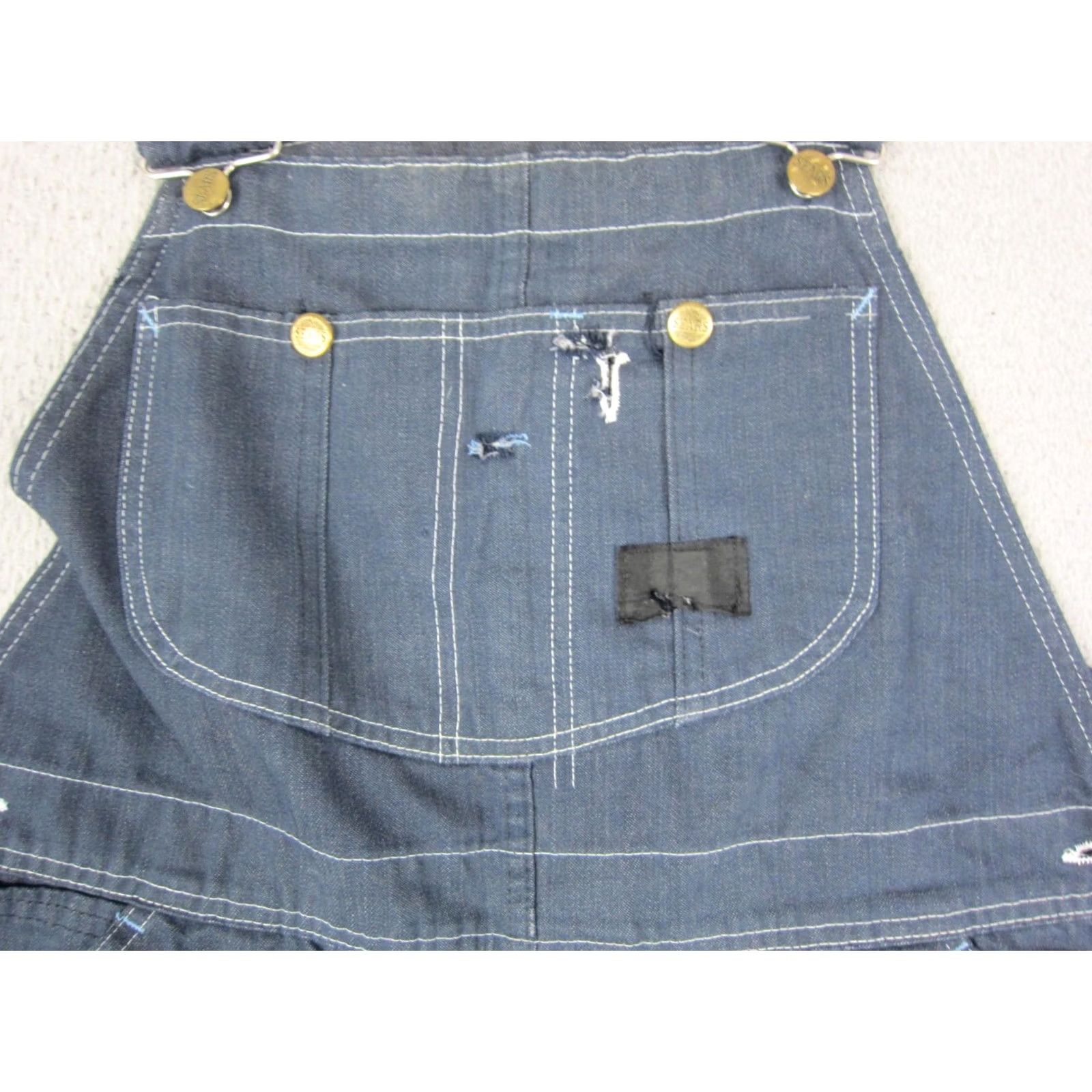 Sears True Vintage Sears Bib Overalls Mens 38 x 28 Blue Canvas Workwear Carpenter 70s Size US 38 / EU 54 - 3 Thumbnail