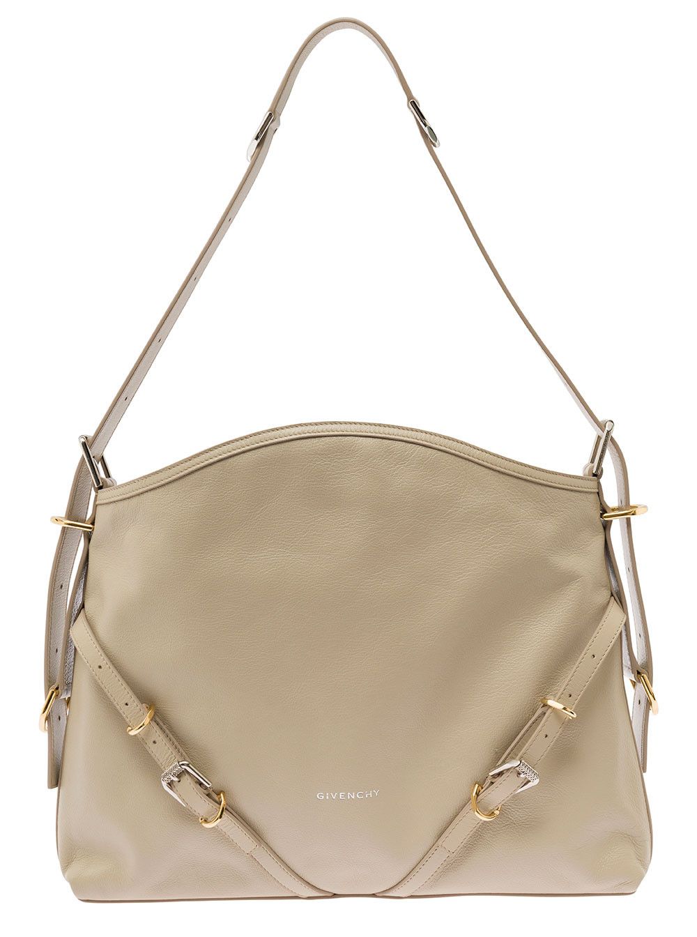 Givenchy 'Voyou' Beige Shoulder Bag with Embossed Logo in Smooth Leather Woman Size ONE SIZE - 1 Thumbnail