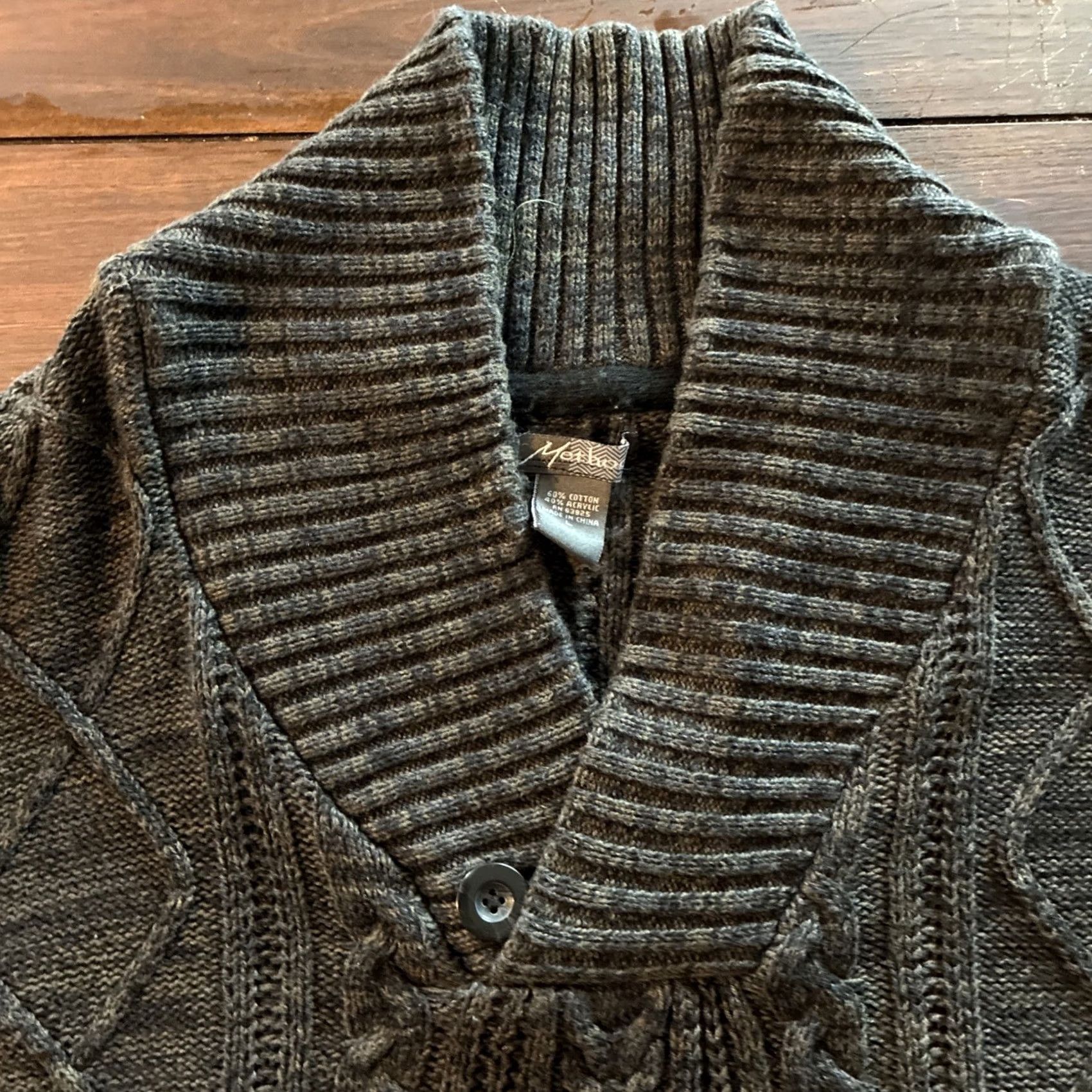 Vintage Method Mens Knit Sweater Cowl Neck Textured Long Sleeve L Gray Button Pullover Casual Mens Sweater Size US L / EU 52-54 / 3 - 4 Thumbnail