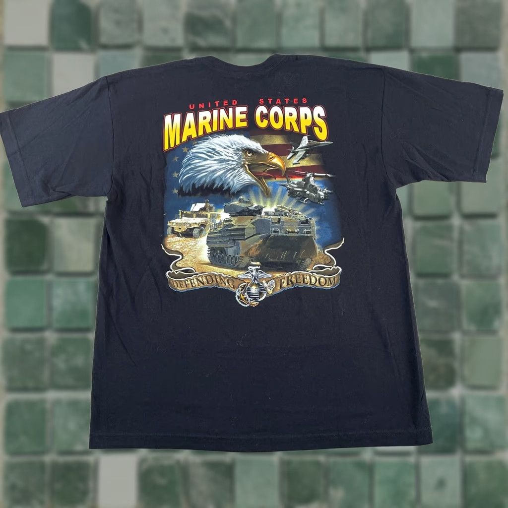 Vintage VINTAGE Bayside United States Marine Corps T Shirt Men L Black Crew USA Made Size US L / EU 52-54 / 3 - 1 Thumbnail