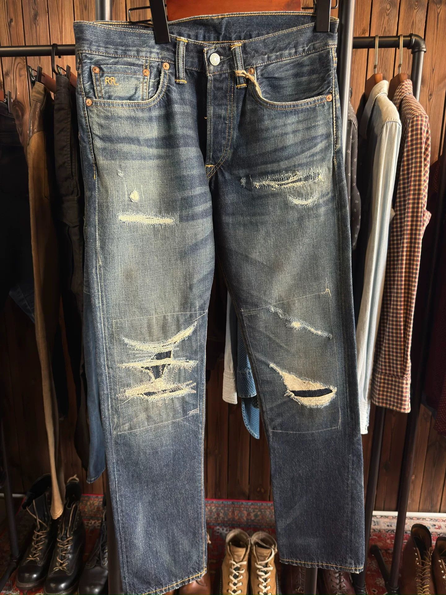 RRL Ralph Lauren RRL American -Cut Washed Jeans Size US 29 - 1 Thumbnail