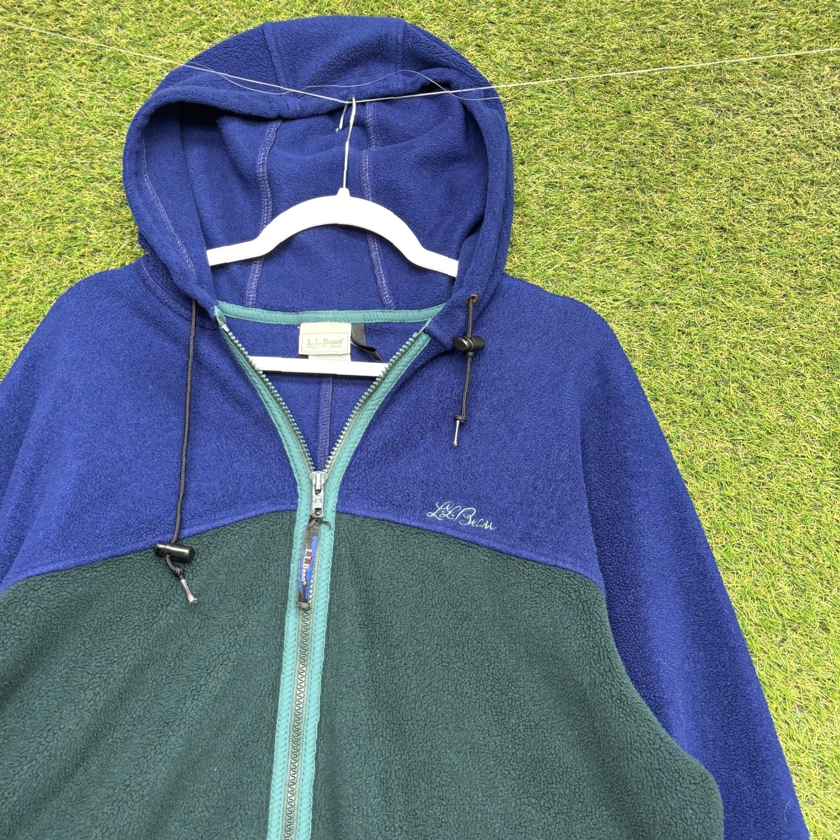 Vintage L.L. Bean Jacket Mens Extra Large Fleece Hooded Full Zip Blue Outdoor Hiking Windbreaker Casual Travel Workwear Size US XL / EU 56 / 4 - 2 Thumbnail