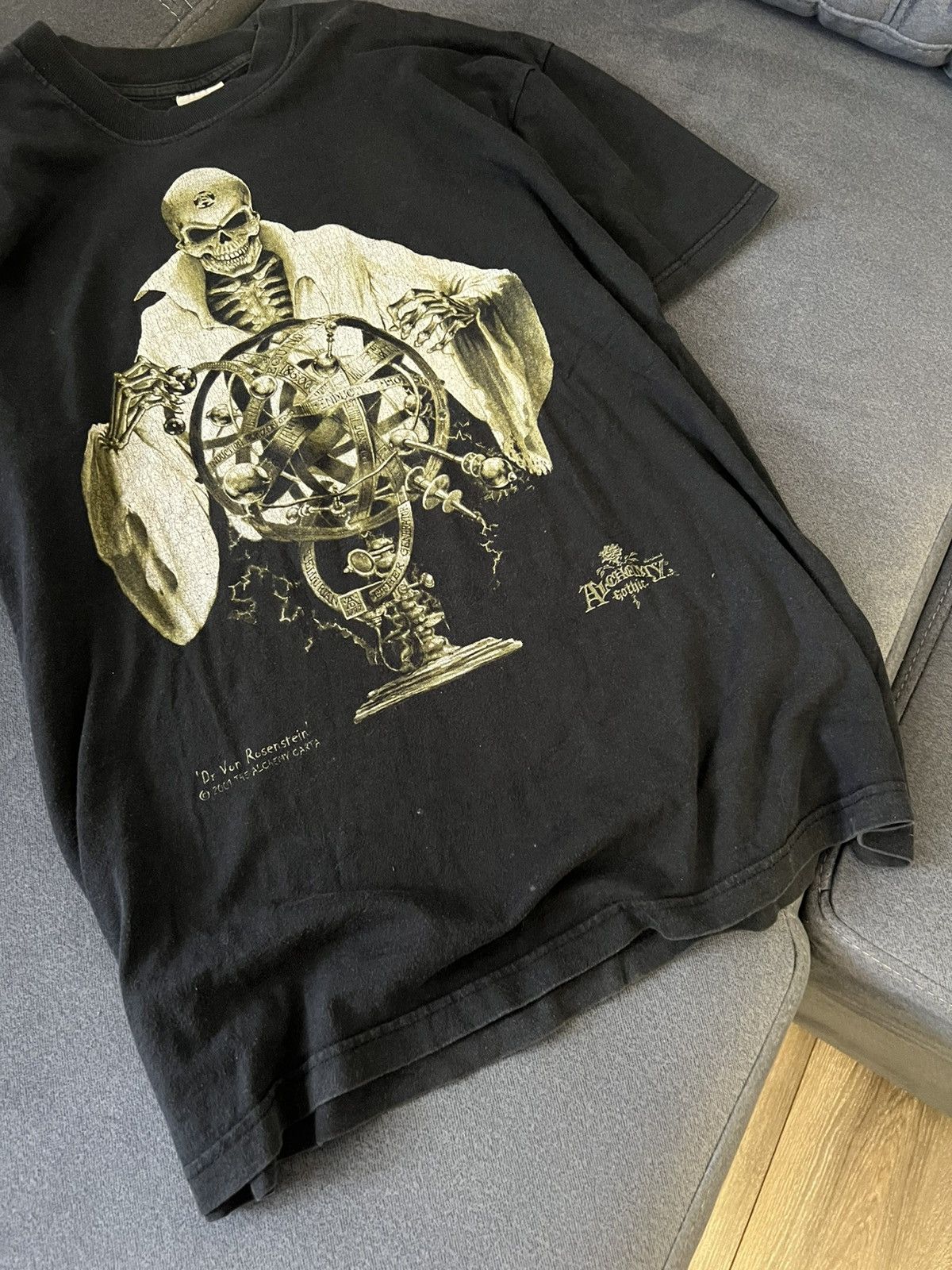 Band Tees Vintage 90s Alchemy Skeleton Graphic T-Shirt Screen Stars Size US XL / EU 56 / 4 - 5 Thumbnail