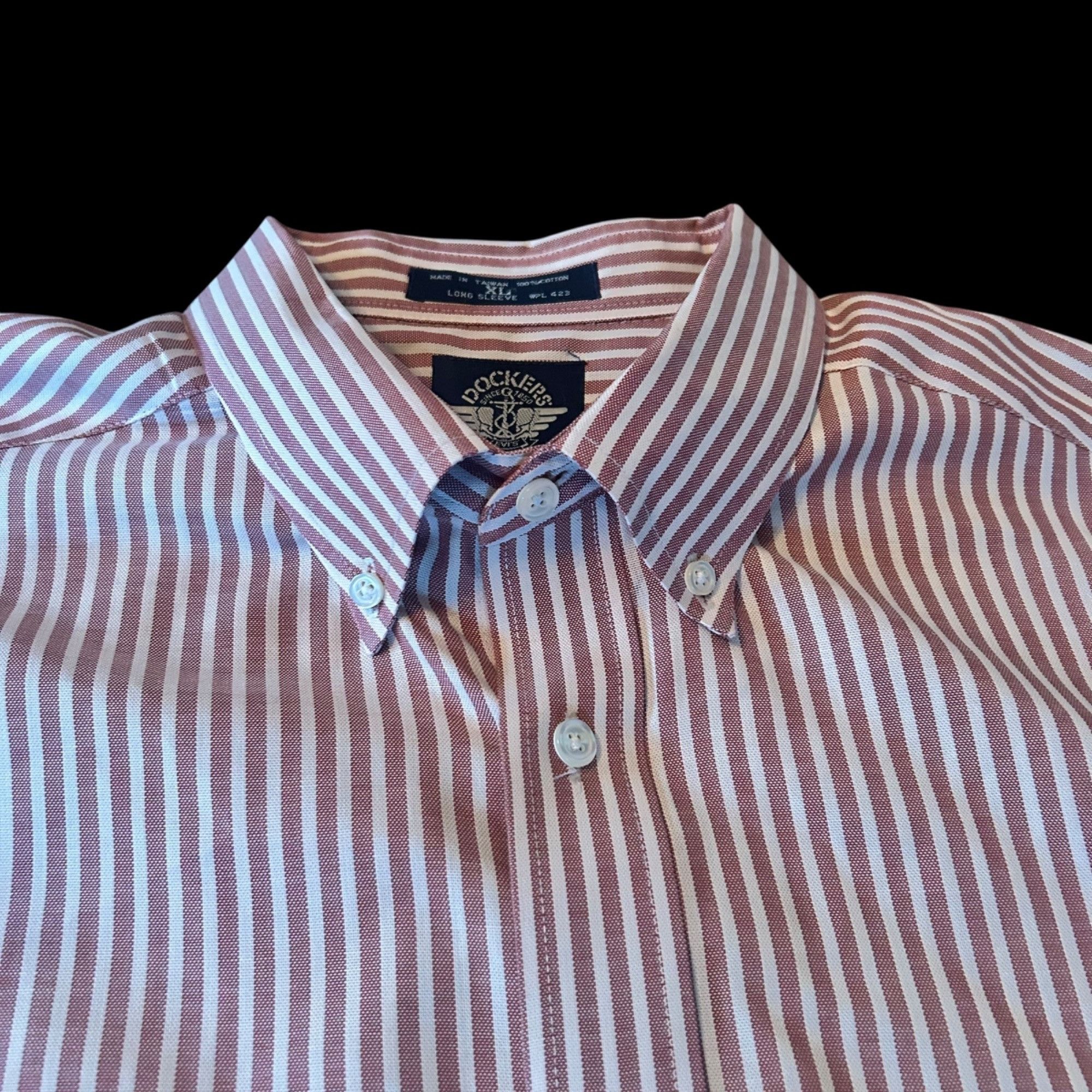 Dockers Vintage Dockers Striped Wrinkle Free Button Down Oxford Shir Size US XL / EU 56 / 4 - 4 Thumbnail