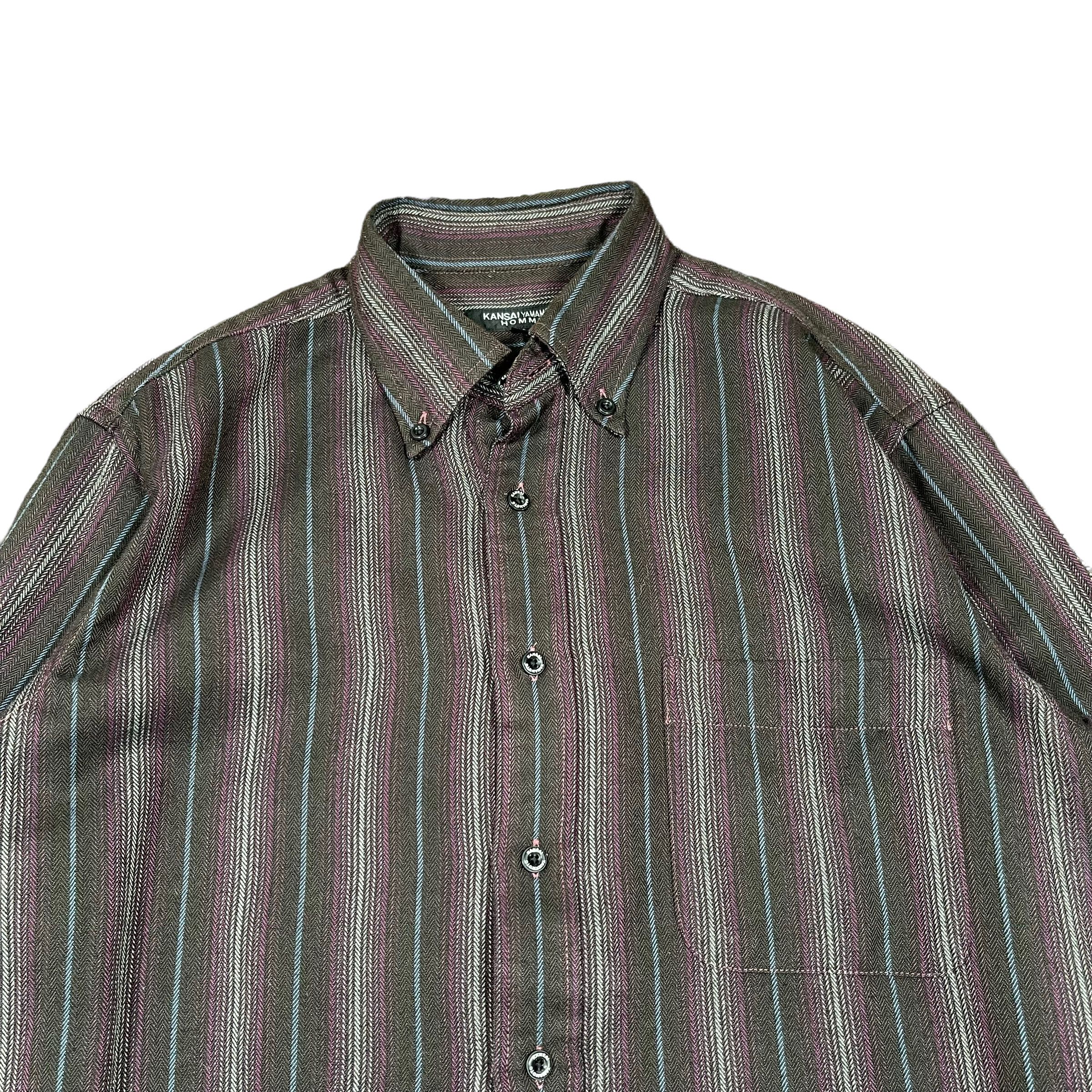 Kansai Yamamoto Kansai Yamamoto Homme 1990s Striped Button Up Shirt Size US L / EU 52-54 / 3 - 3 Thumbnail