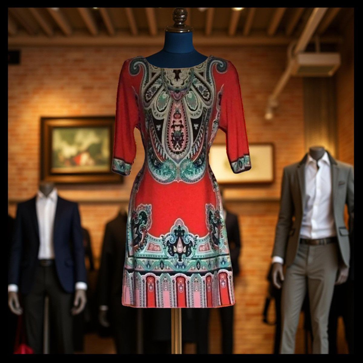 Other Vibrant Red Paisley Print Dress Size S / US 4 / IT 40 - 1 Thumbnail