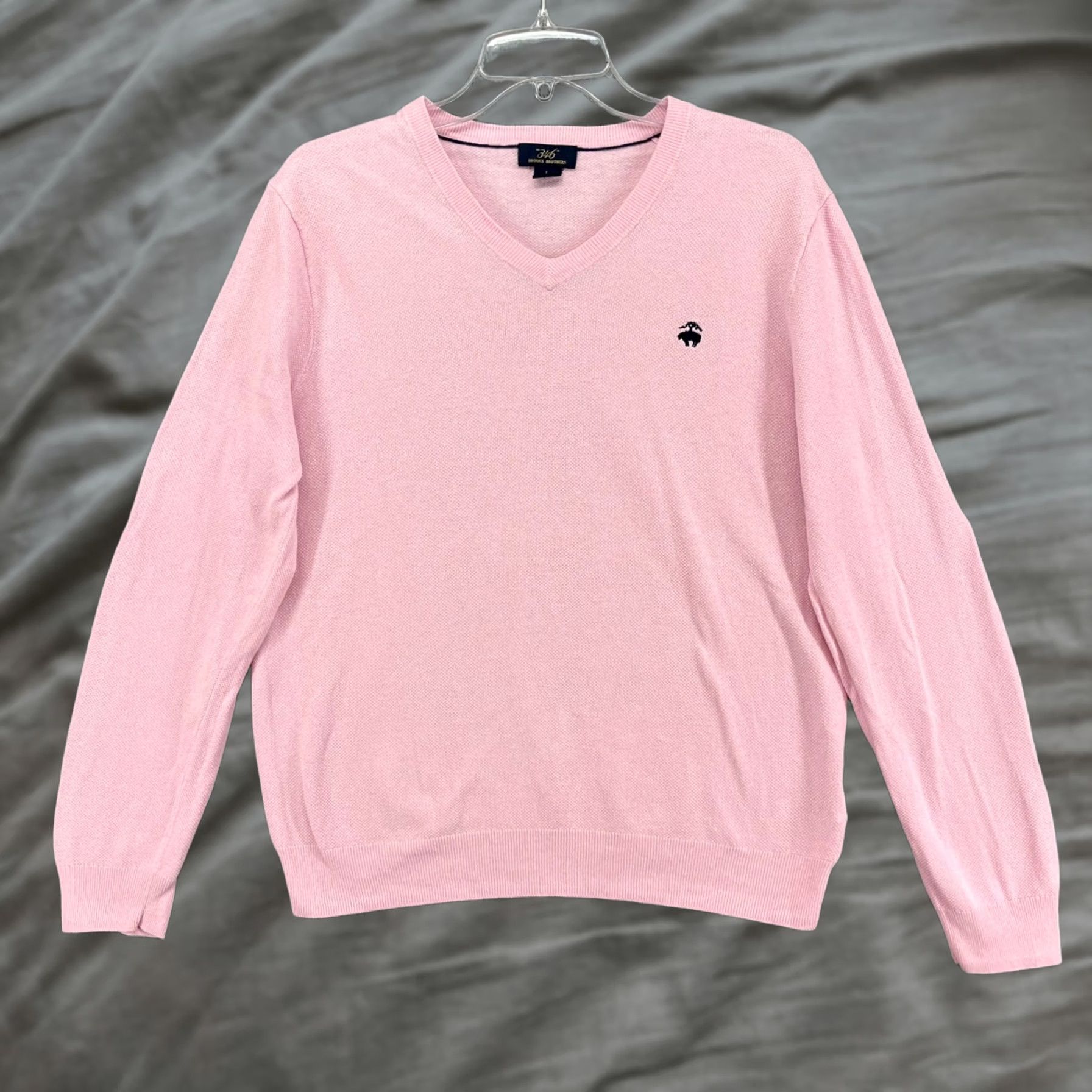 Brooks Brothers Brooks Brothers 346 Pink V Neck Sweater Knit Top Mens L Linen Cotton Preppy Golf Size US L / EU 52-54 / 3 - 1 Thumbnail