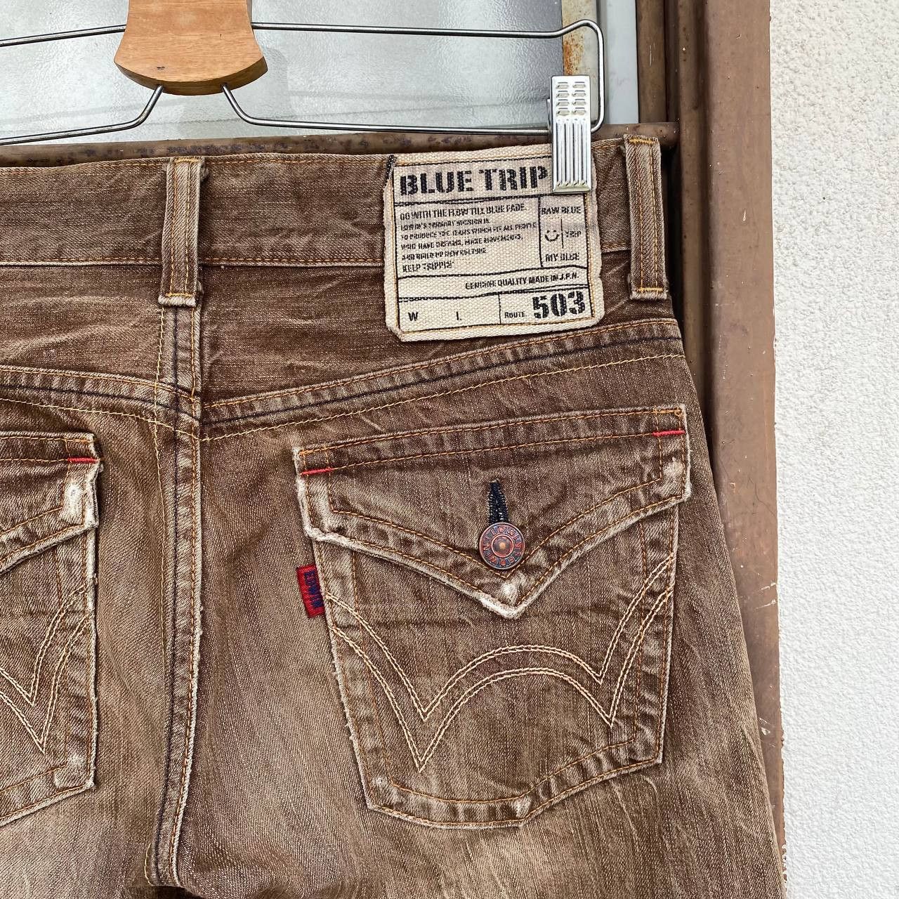 Edwin × Vintage FLARED VINTAGE EDWIN BLUETRIP JAPAN BROWNCLAWMARK DISTRESSED Size US 28 / EU 44 - 7 Thumbnail