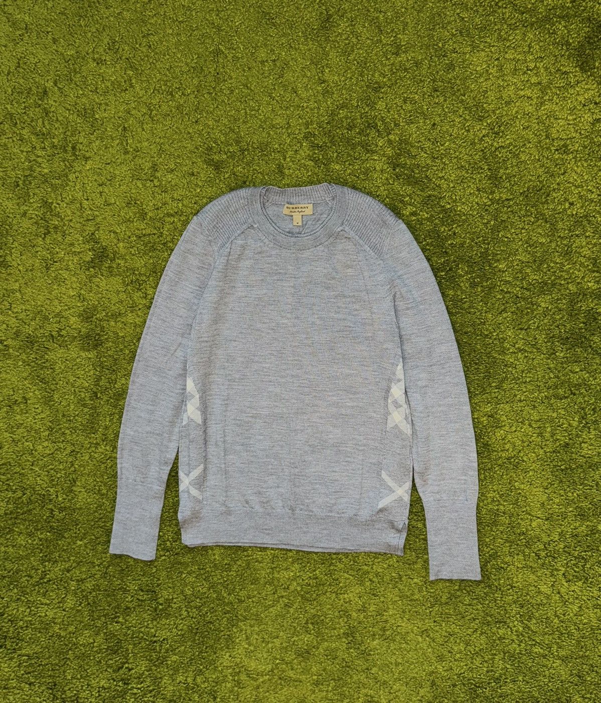 Burberry × Designer Burberry 100% wool grey nova check sweater Size M / US 6-8 / IT 42-44 - 1 Thumbnail