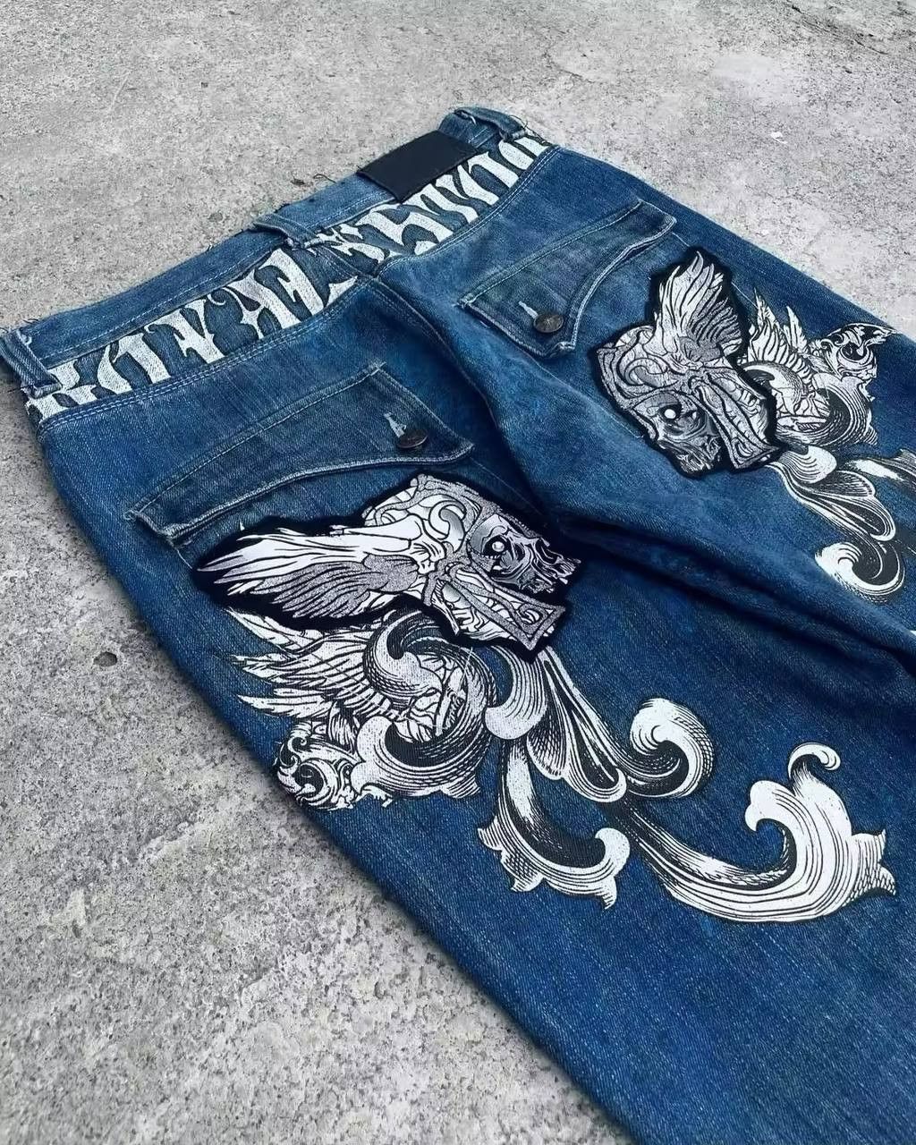 Vintage American big jeans with retro embroidery. Size US 36 / EU 52 - 5 Thumbnail