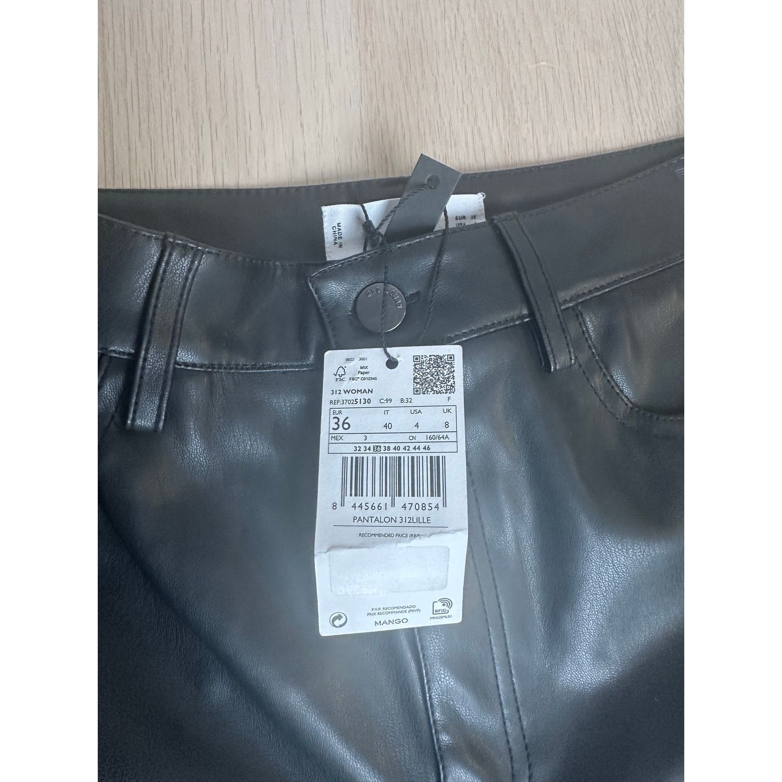 Mango Mango Black Straight Leather Pants - Size 4 - NEW Size 27" / US 4 / IT 40 - 6 Thumbnail