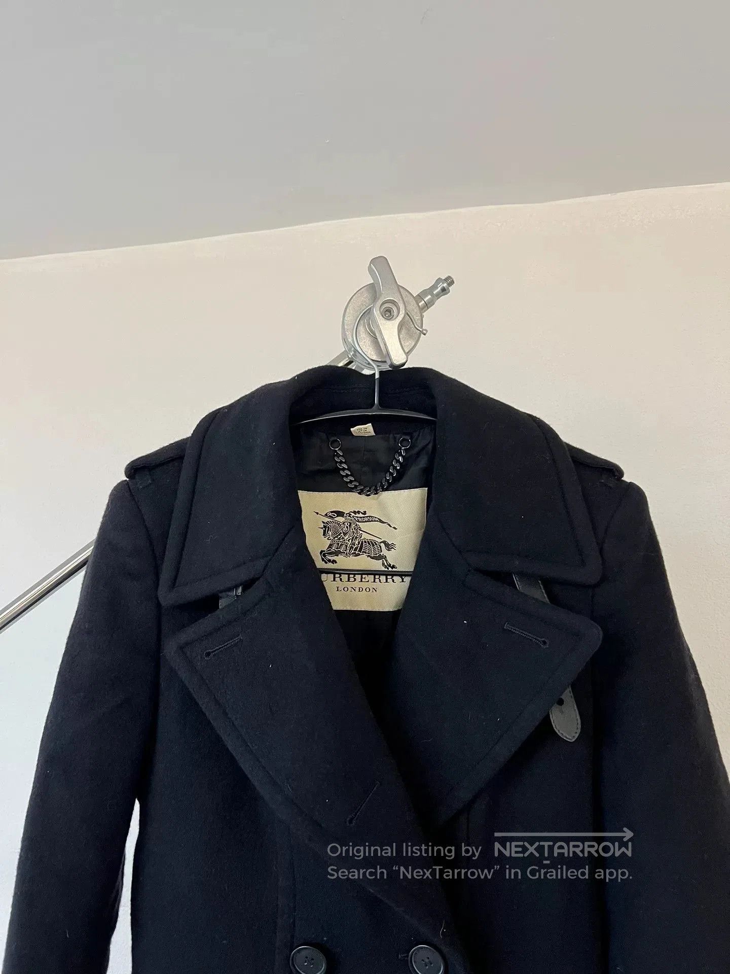 Burberry Burberry Wool Coat with Leather Details. Size S / US 4 / IT 40 - 3 Thumbnail