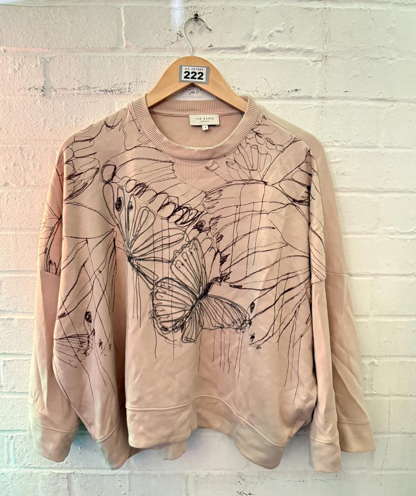 Ted Baker Ted Baker Women's Pink Butterfly Print Sweatshirt Size XS / US 0-2 / IT 36-38 - 1 Thumbnail