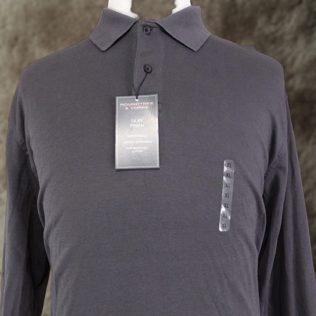 Roundtree & Yorke VINTAGE? No. Roundtree & Yorke Shirt Men XL Gray Long Sleeve Polo Silky Finish Cotton Casual Mens XL Gray Polo Size US XL / EU 56 / 4 - 1 Thumbnail