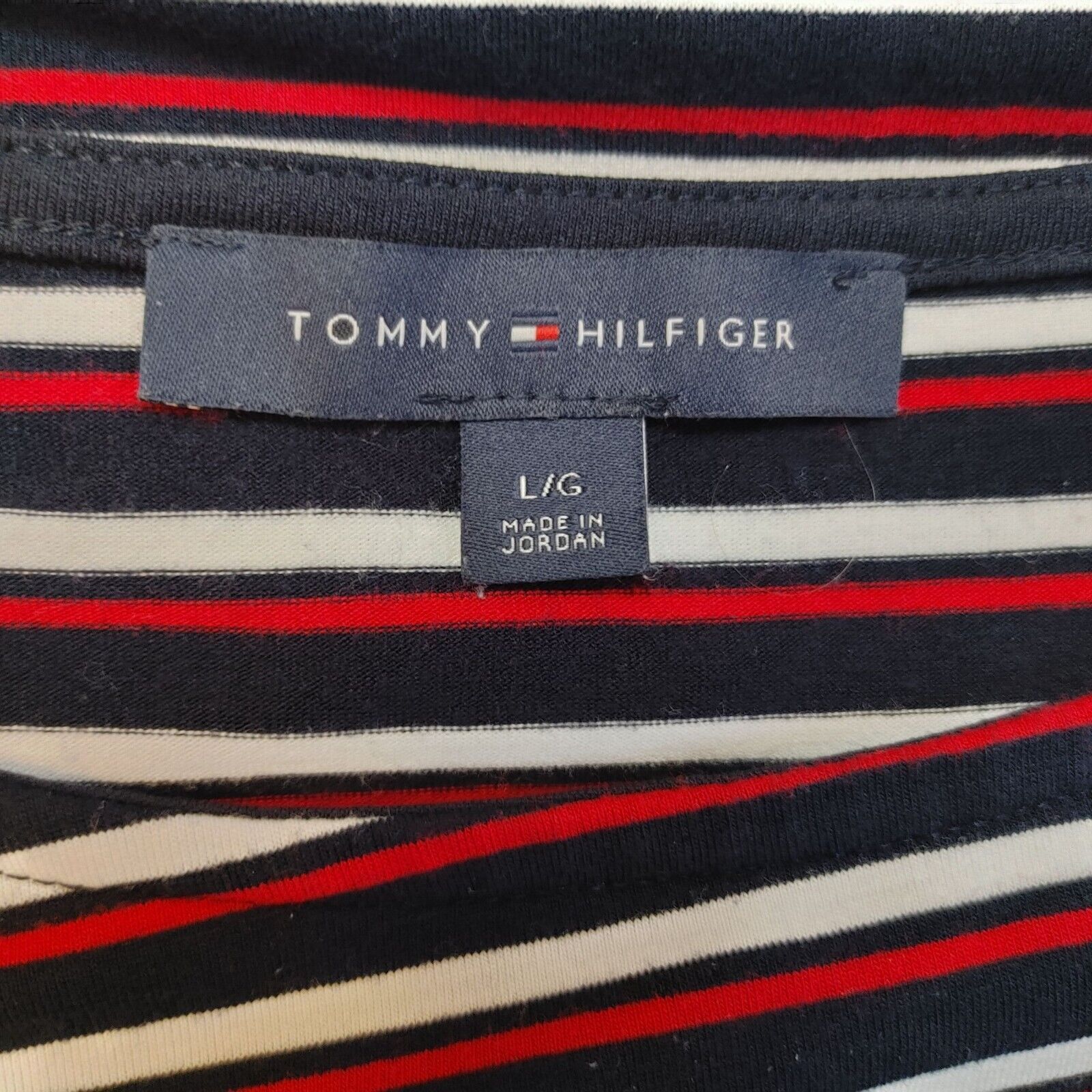 Tommy Hilfiger Tommy Hilfiger Women's 3/4 Sleeve Navy/Red Striped Top Large Size L / US 10 / IT 46 - 3 Thumbnail