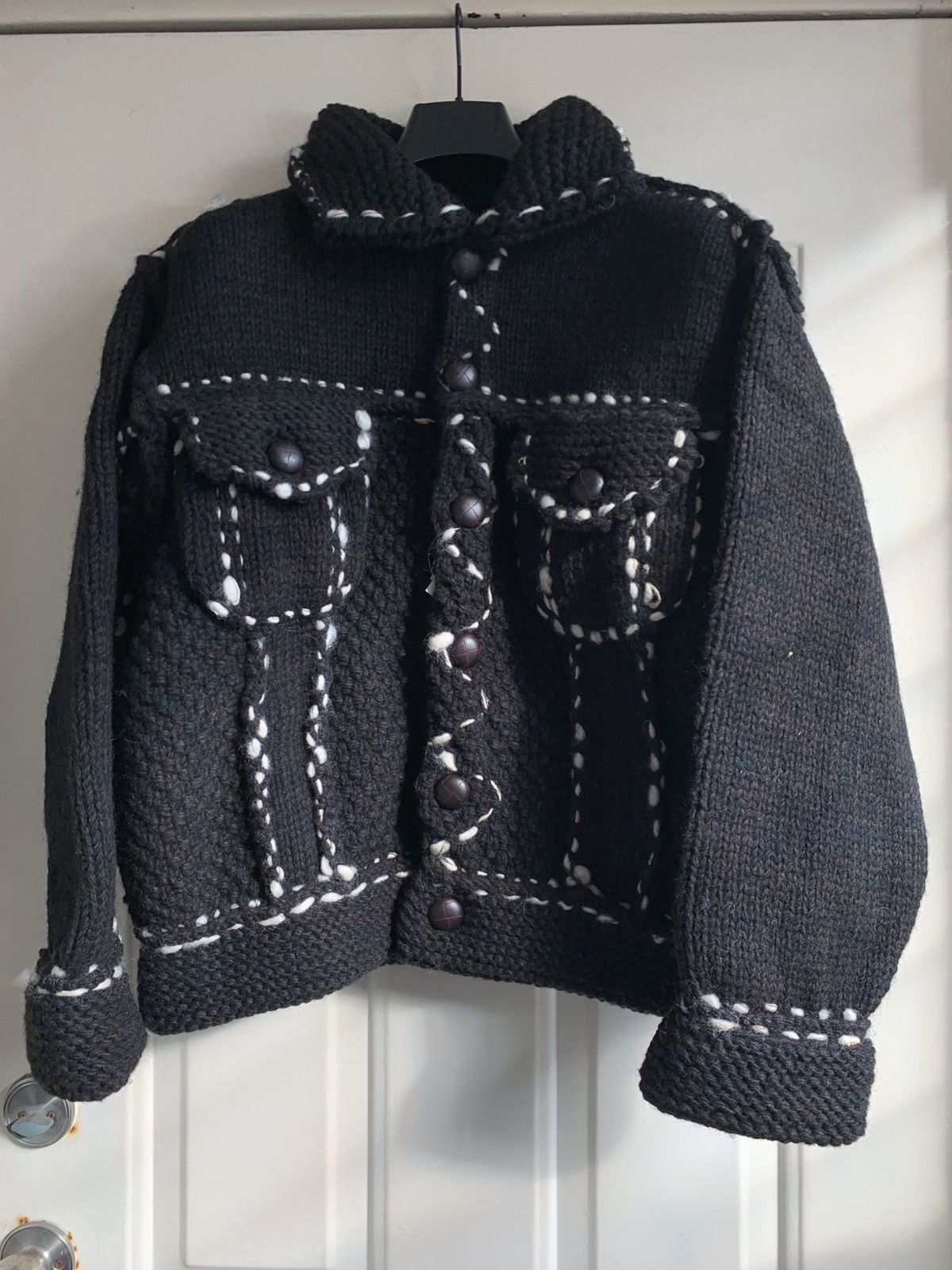 Kapital Wool Hand Knit Cowichan G-Jacket Black Size US L / EU 52-54 / 3 - 2 Thumbnail