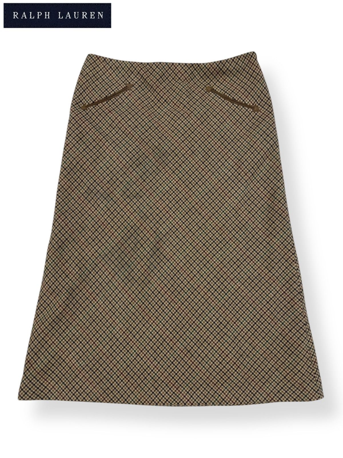 Ralph Lauren Vintage Ralph Lauren Houndstooth Pattern Wool Midi Skirt Size 30" / US 8 / IT 44 - 1 Thumbnail