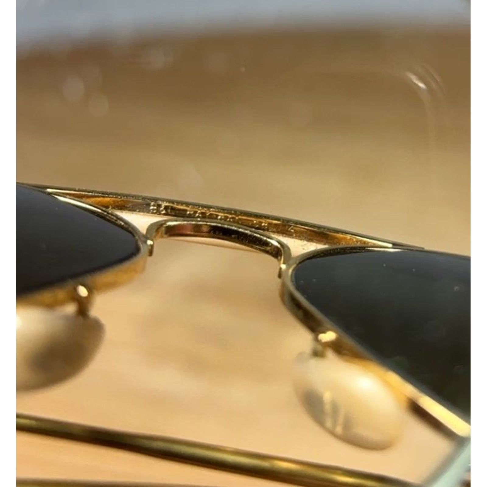 Vintage VINTAGE B&L RAY-BAN Sunglasses Aviators USA 58/14mm Gold Black G15 UV Men Seniors 70s 80s Size ONE SIZE - 3 Thumbnail