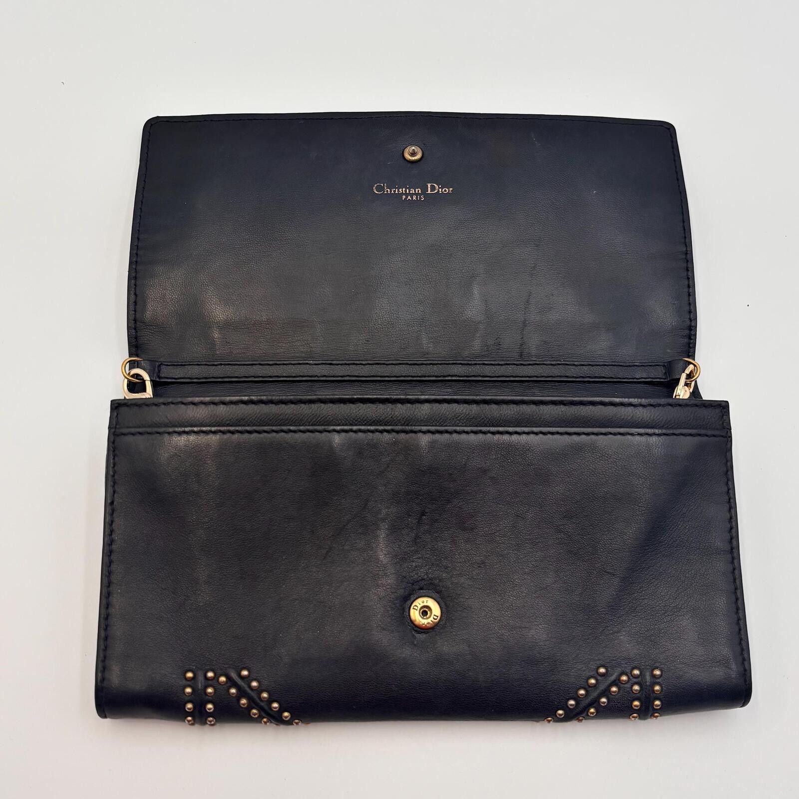 Dior Christian Dior Studded Leather Chain Wallet / Clutch – Black Size ONE SIZE - 6 Thumbnail