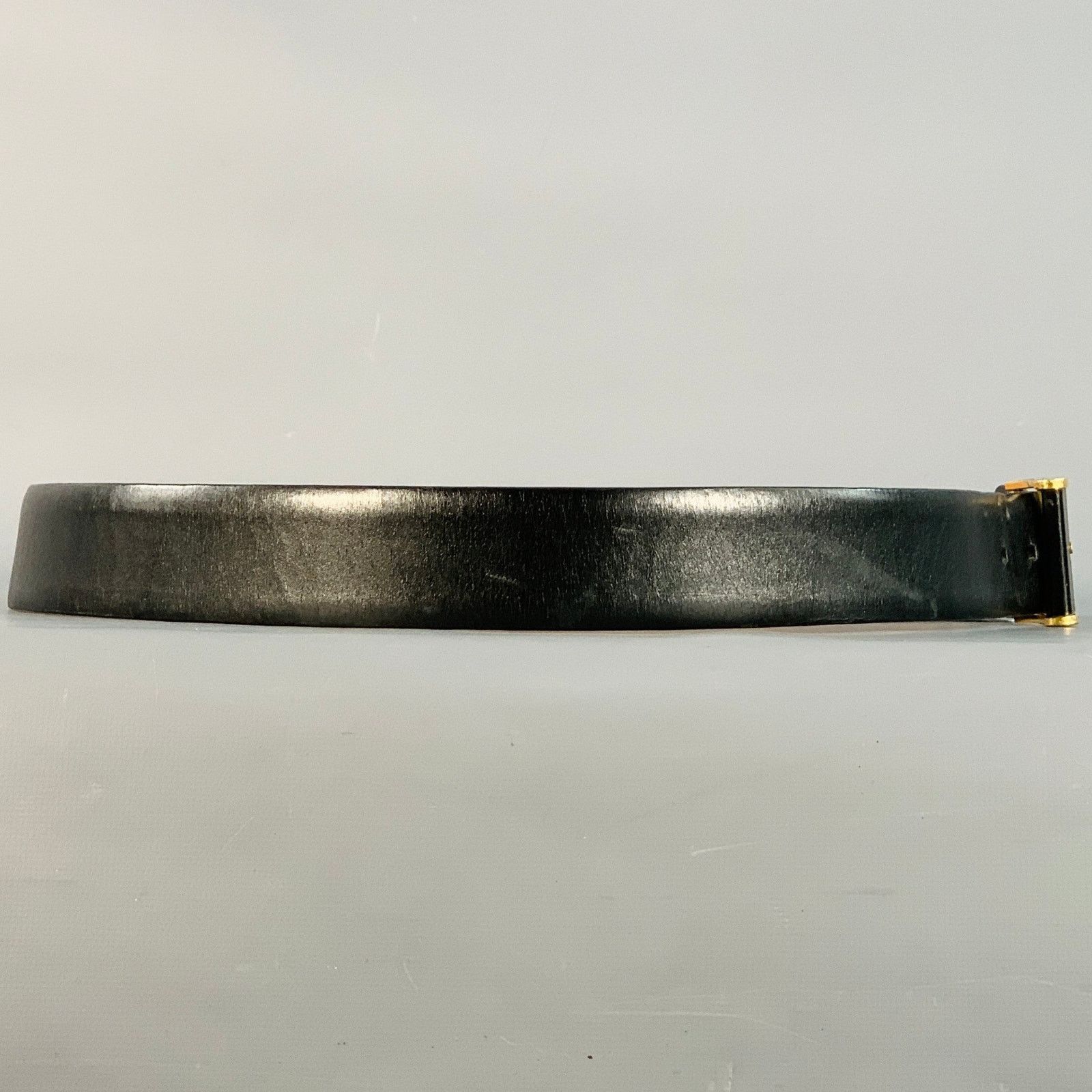 Zilli ZILLI Size 40 Black Gold Logo Leather Belt Size ONE SIZE - 2 Thumbnail