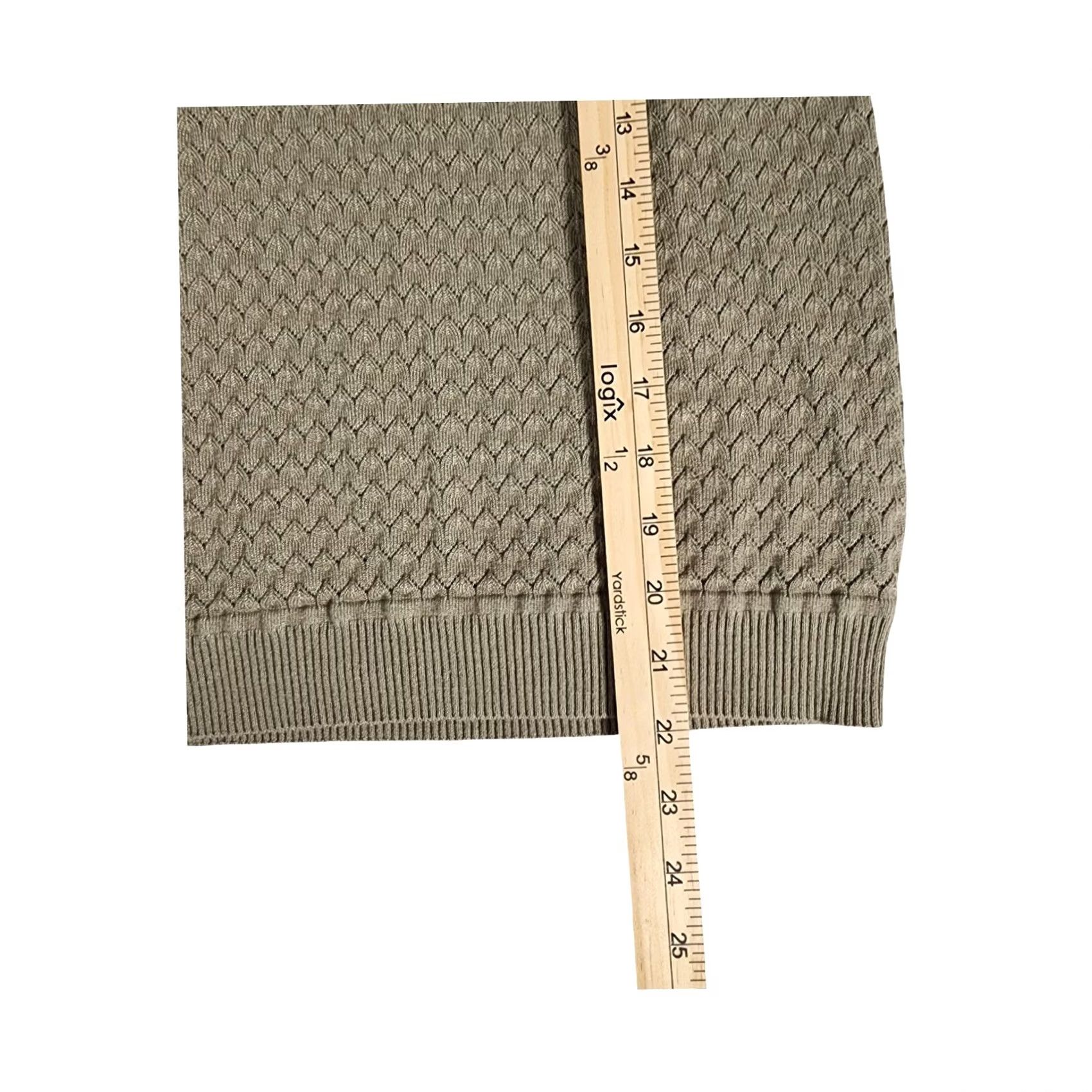 Olive Marled Reunited Clothing Olive Taupe Pointelle Puff Sleeve Sweater Womens Large Size L / US 10 / IT 46 - 5 Thumbnail