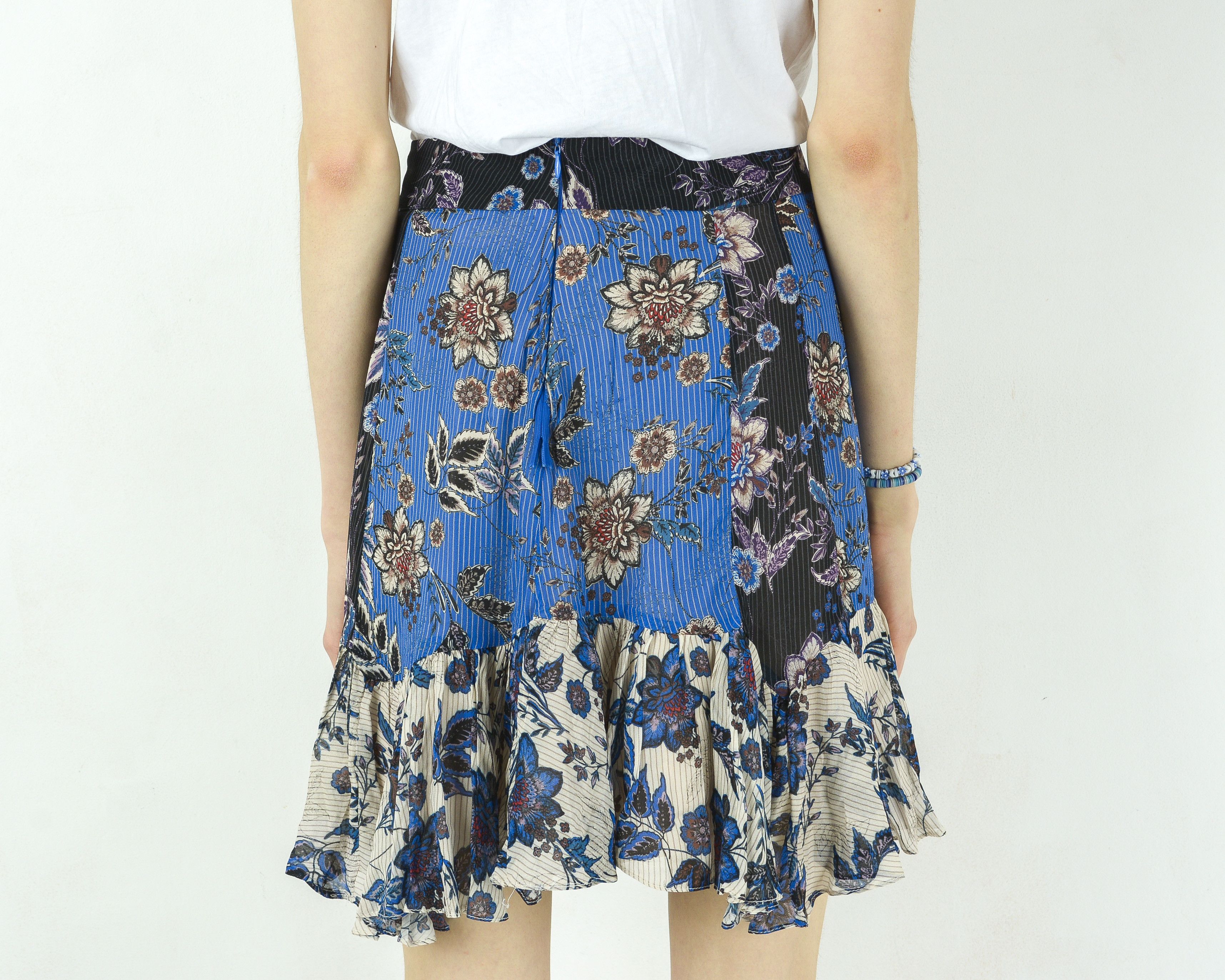 Vintage Mini Floral Ruffle Skirt Above The Knee Light Breezy Dress Size 27" / US 4 / IT 40 - 6 Thumbnail
