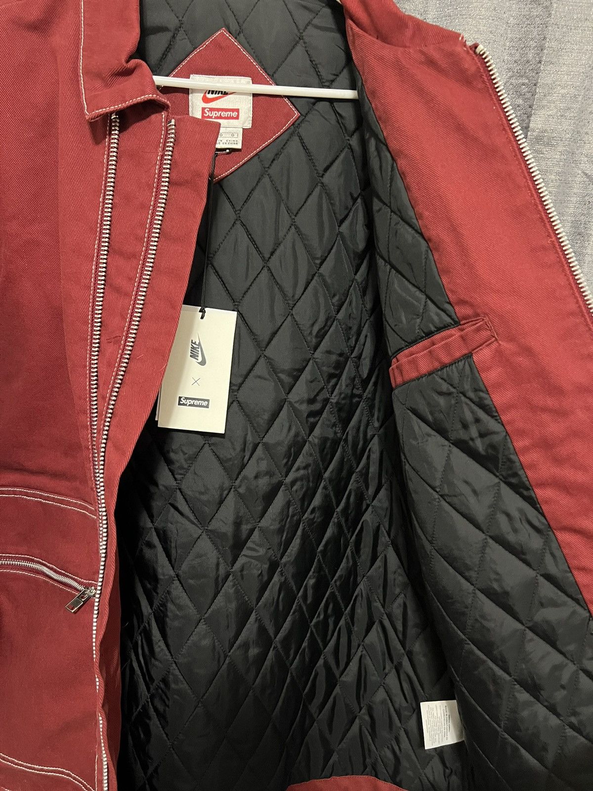 Nike × Supreme Supreme x Nike double zip quilted work jacket | Grailed