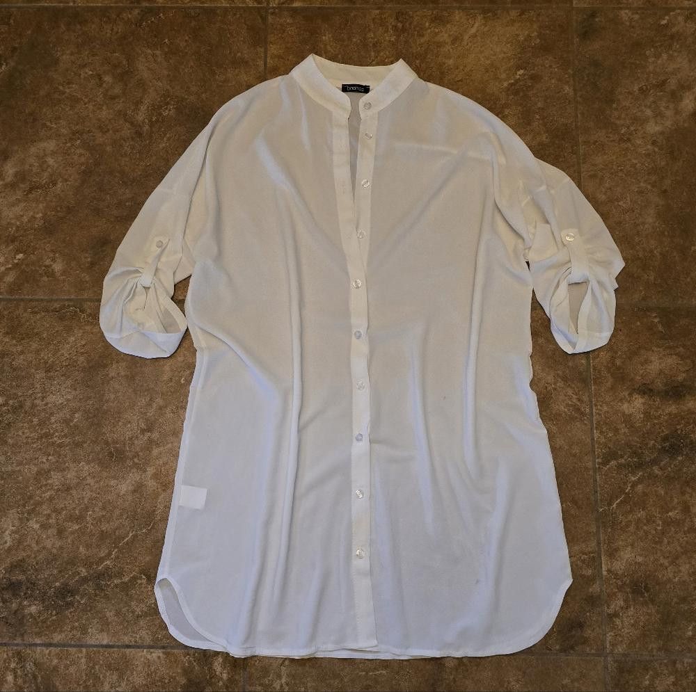 Boohoo White Classic Boohoo Button Down Blouse Size S / US 4 / IT 40 - 1 Thumbnail