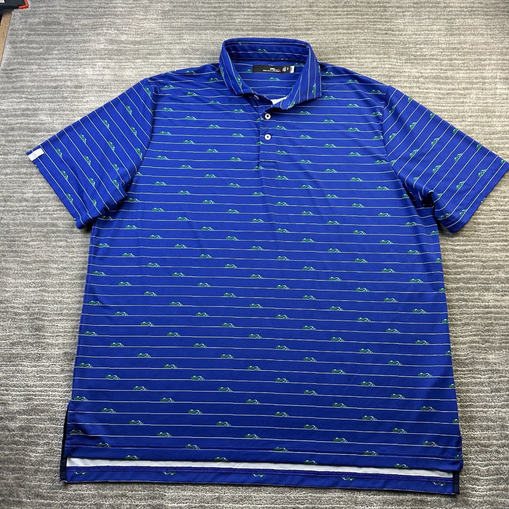 RLX Ralph Lauren RLX Ralph Lauren Polo Shirt Mens XL Blue Performance Golf Logo All Over Print Size US XL / EU 56 / 4 - 2 Thumbnail